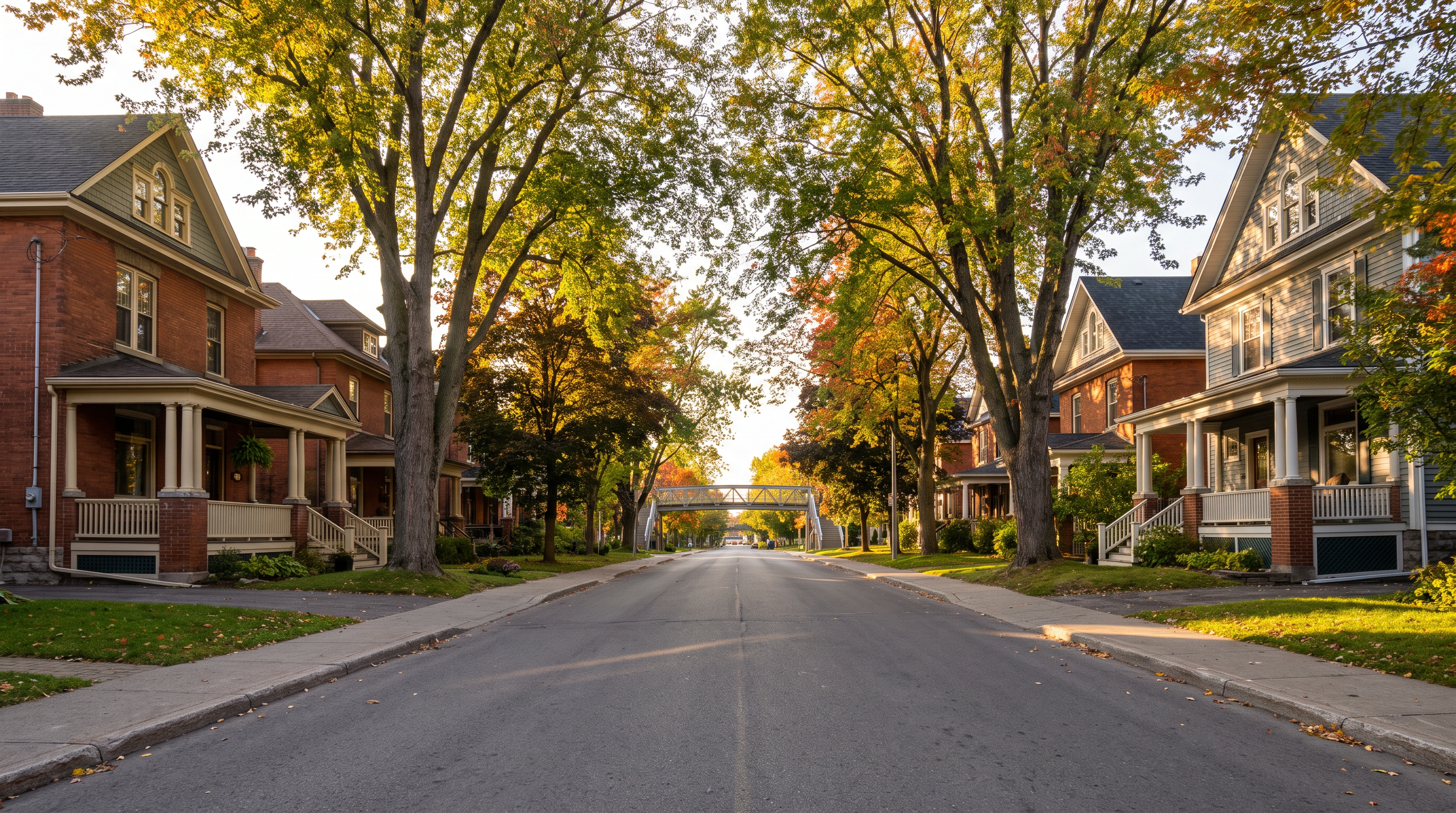Historic tree-lined street in The Glebe, Ottawa near the Rideau Canal
