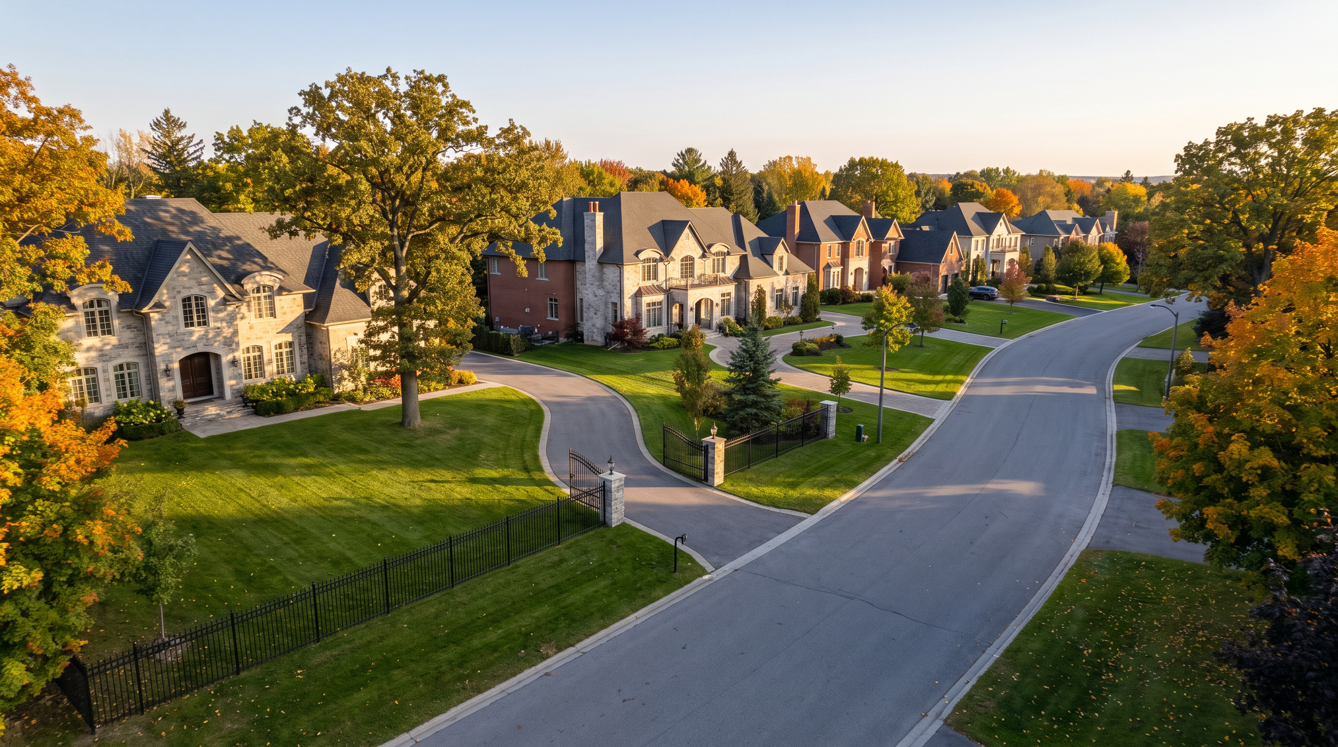 Grand estate homes on a tree-lined street in Rockcliffe Park, Ottawa