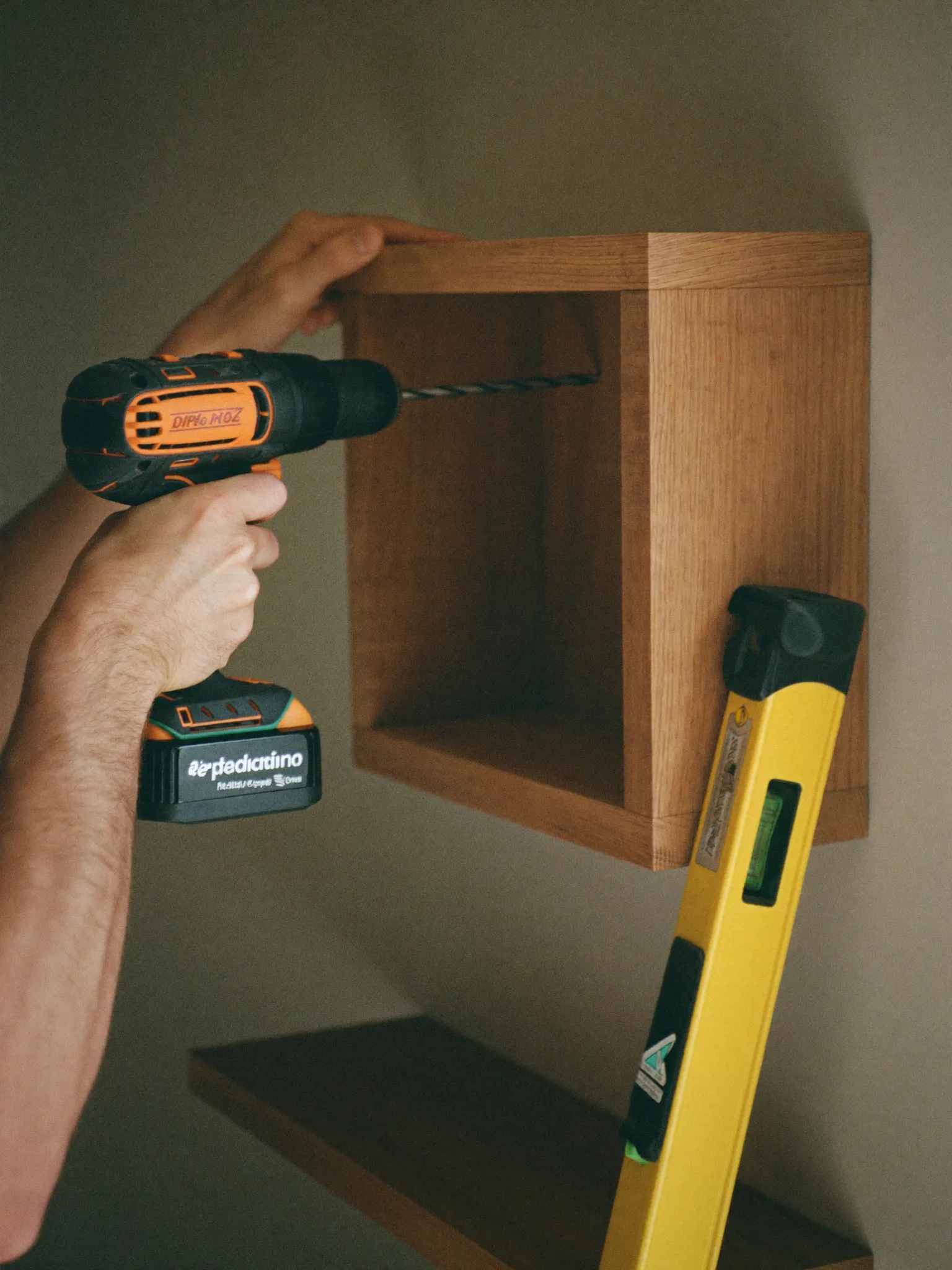 Plank wordt gemonteerd met boormachine