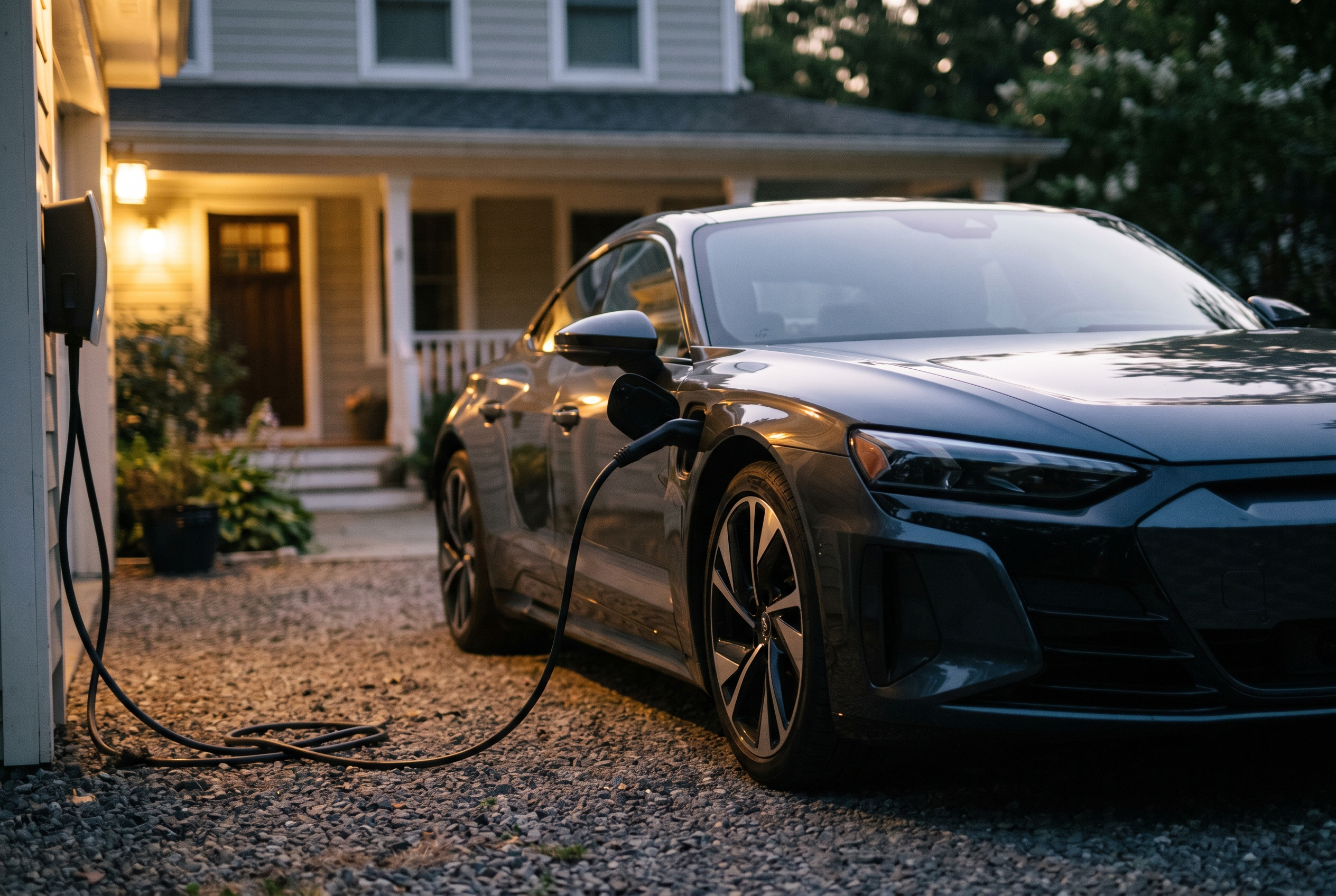 Elektrische auto laadt thuis op eigen zonnestroom