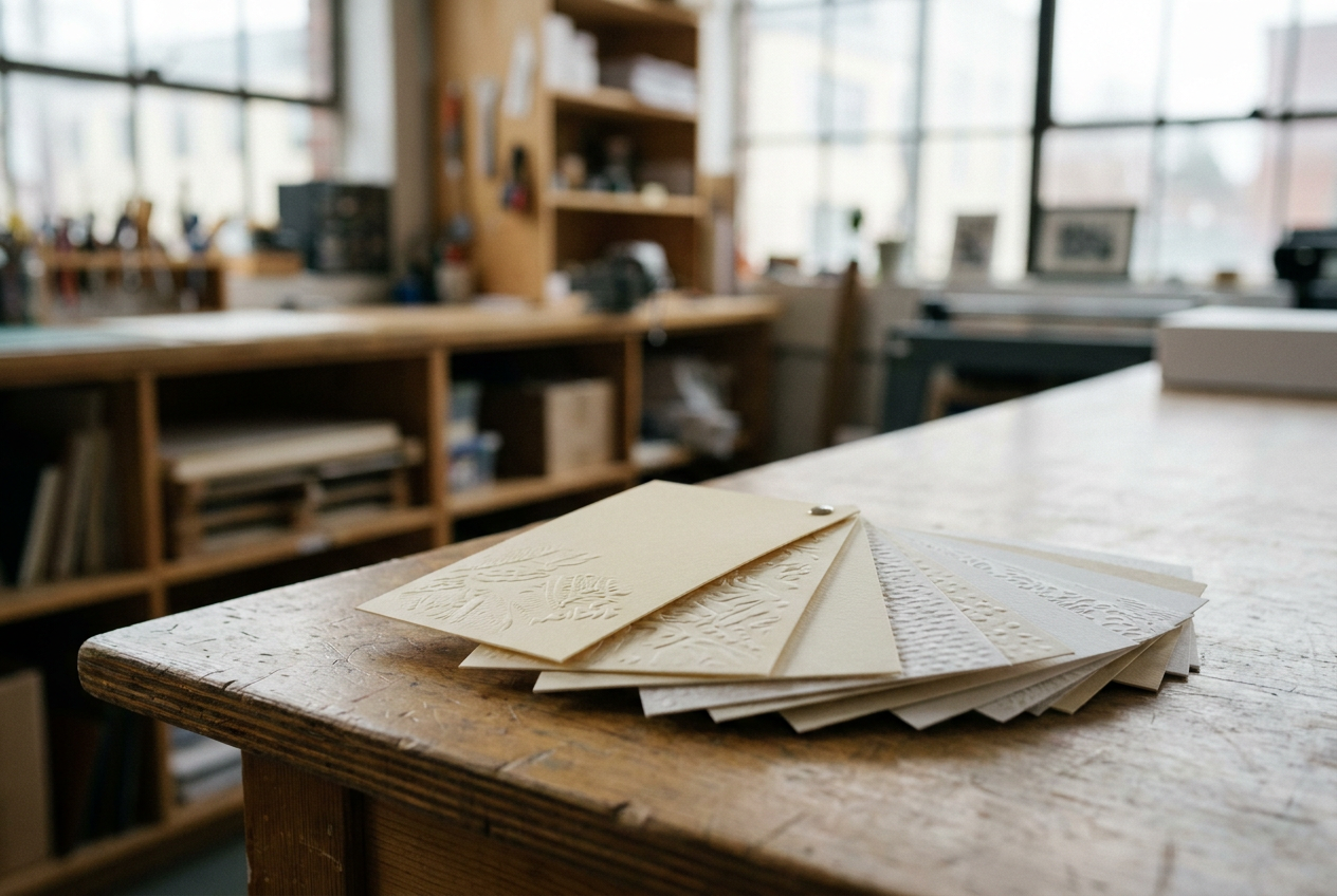 Papierstalen in crème- en naturelkleuren