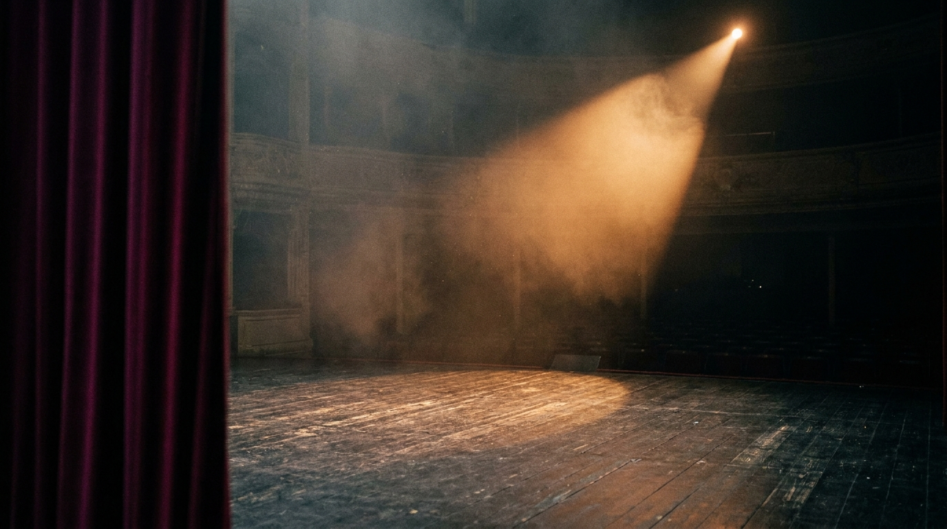Leeg podium met een warme spotlight