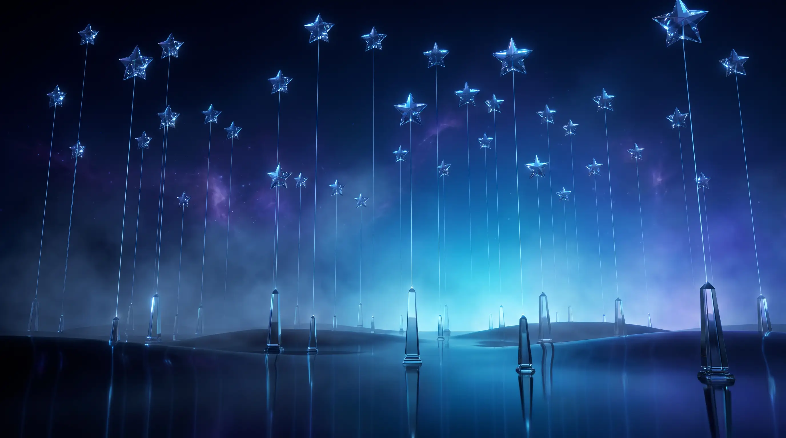 Scattered glass stars linking themselves by light threads to one independent beacon — gig worker health insurance beyond the platforms
