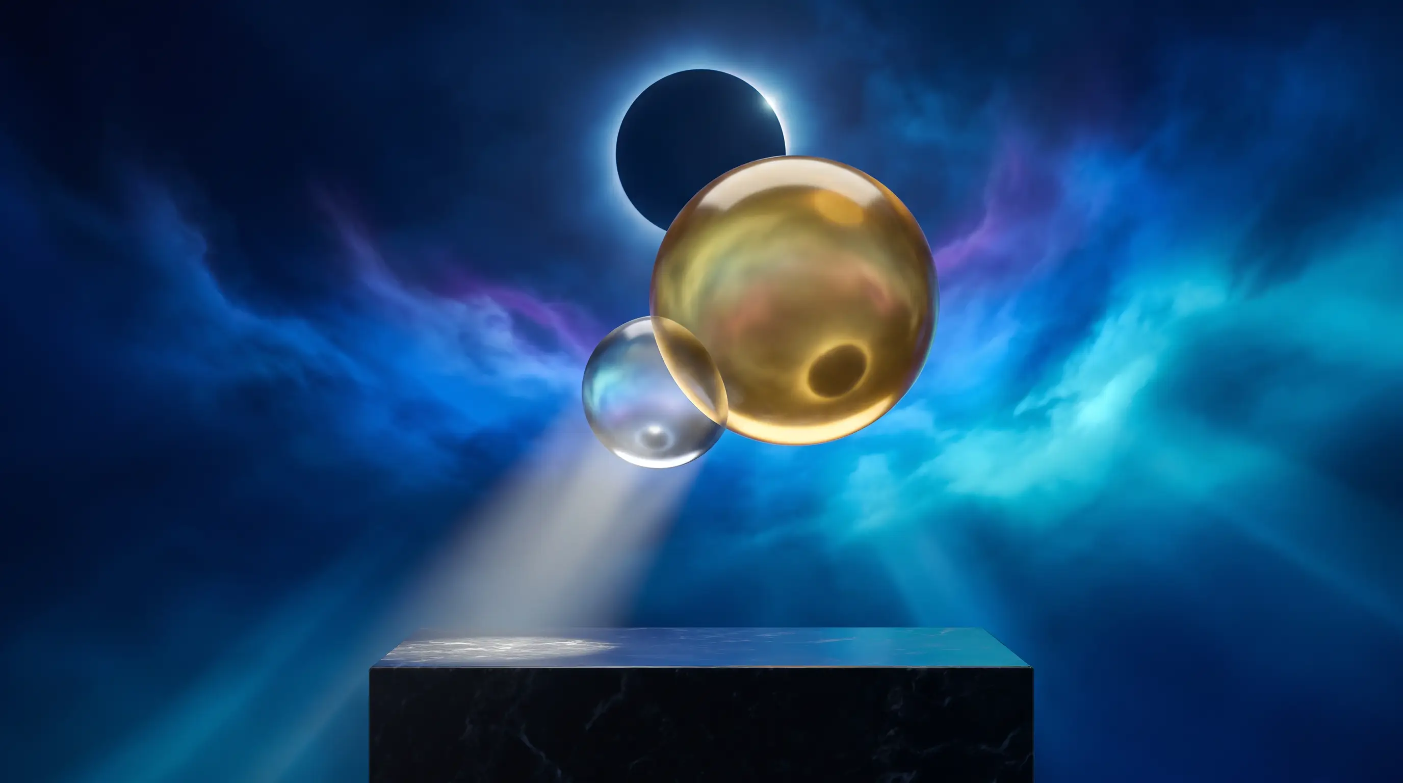 Golden glass orb eclipsing a silver orb so a single beam reaches the pedestal — how an ICHRA affects premium tax credits