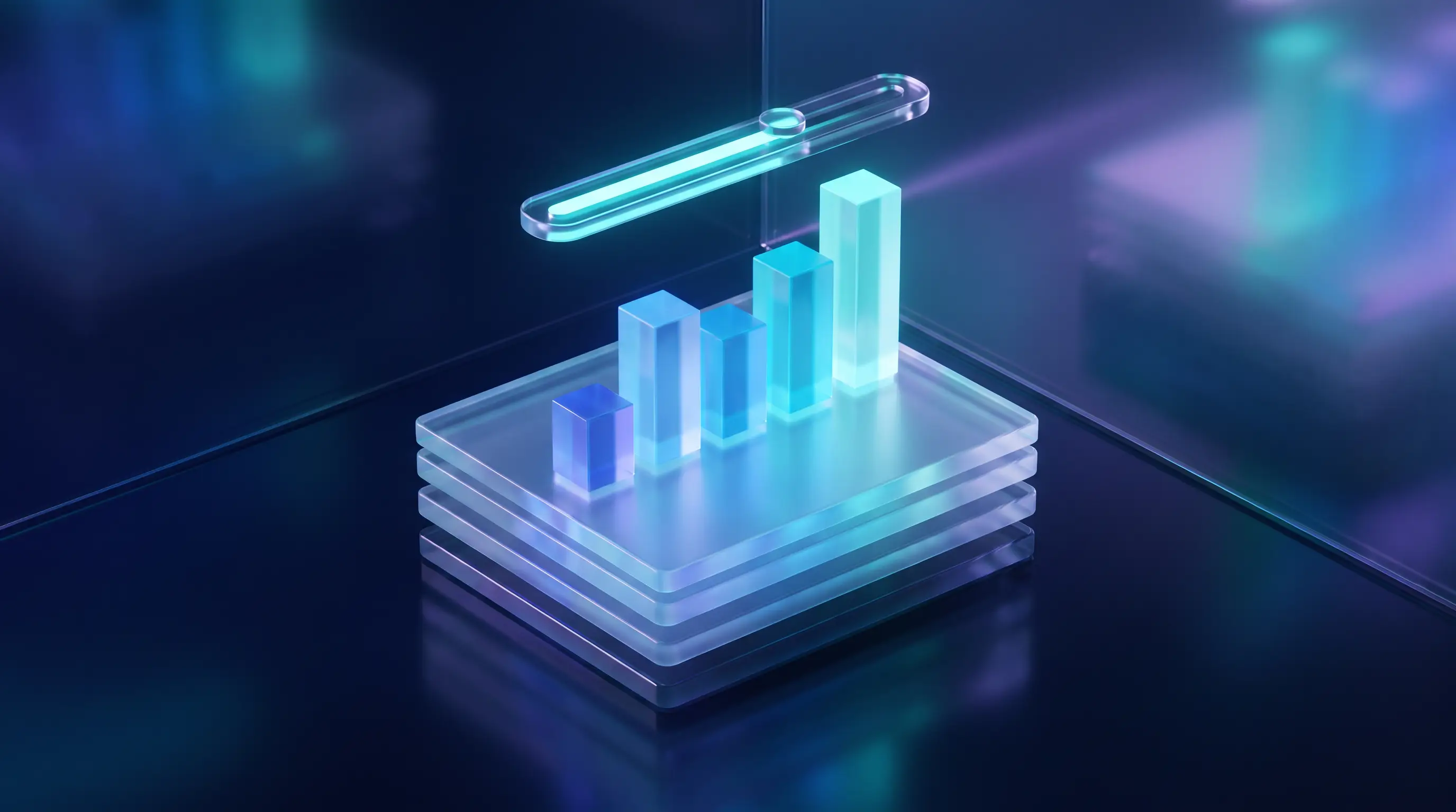 Glass ledger slabs with light columns of varying heights beneath a floating slider — the drivers behind group health insurance cost per employee