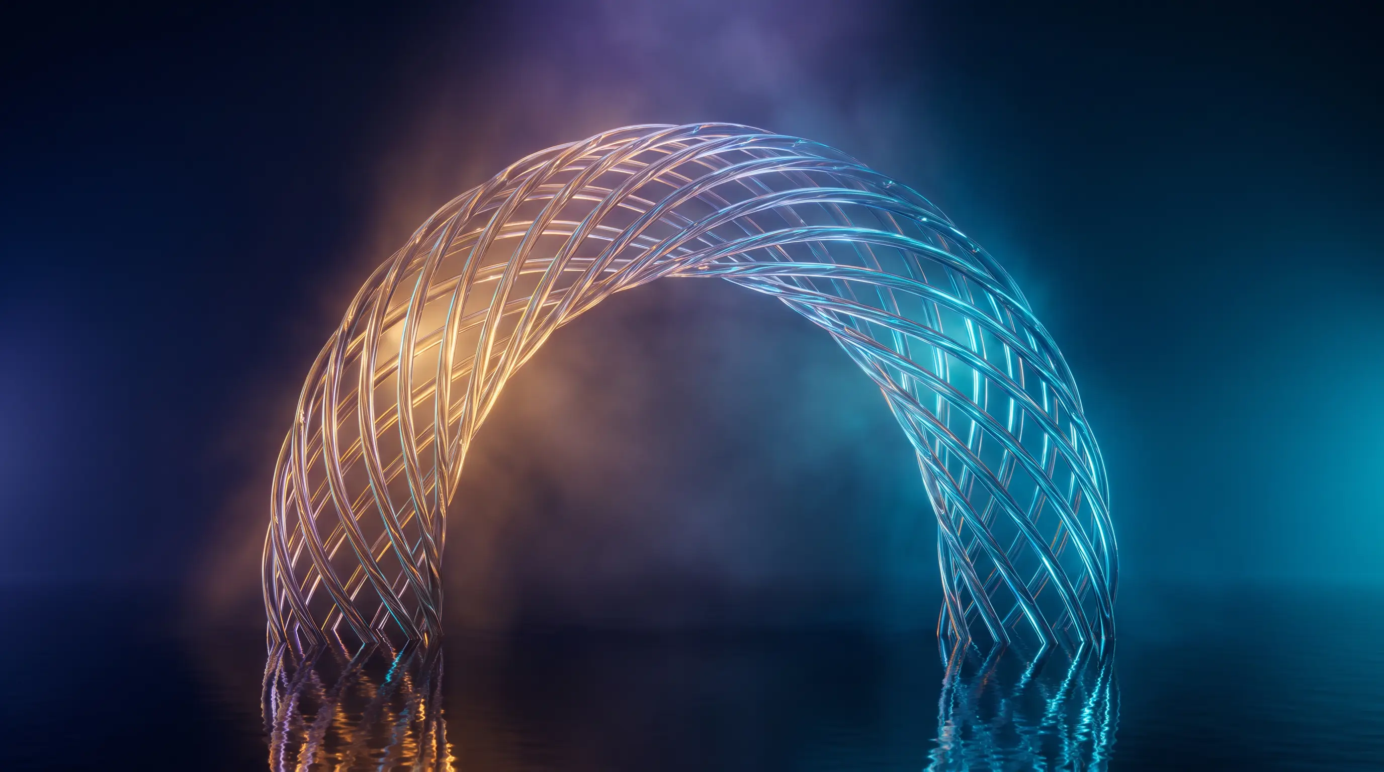 Two glass lattices interweaving into one load-bearing arch — the shared employer roles of co-employment