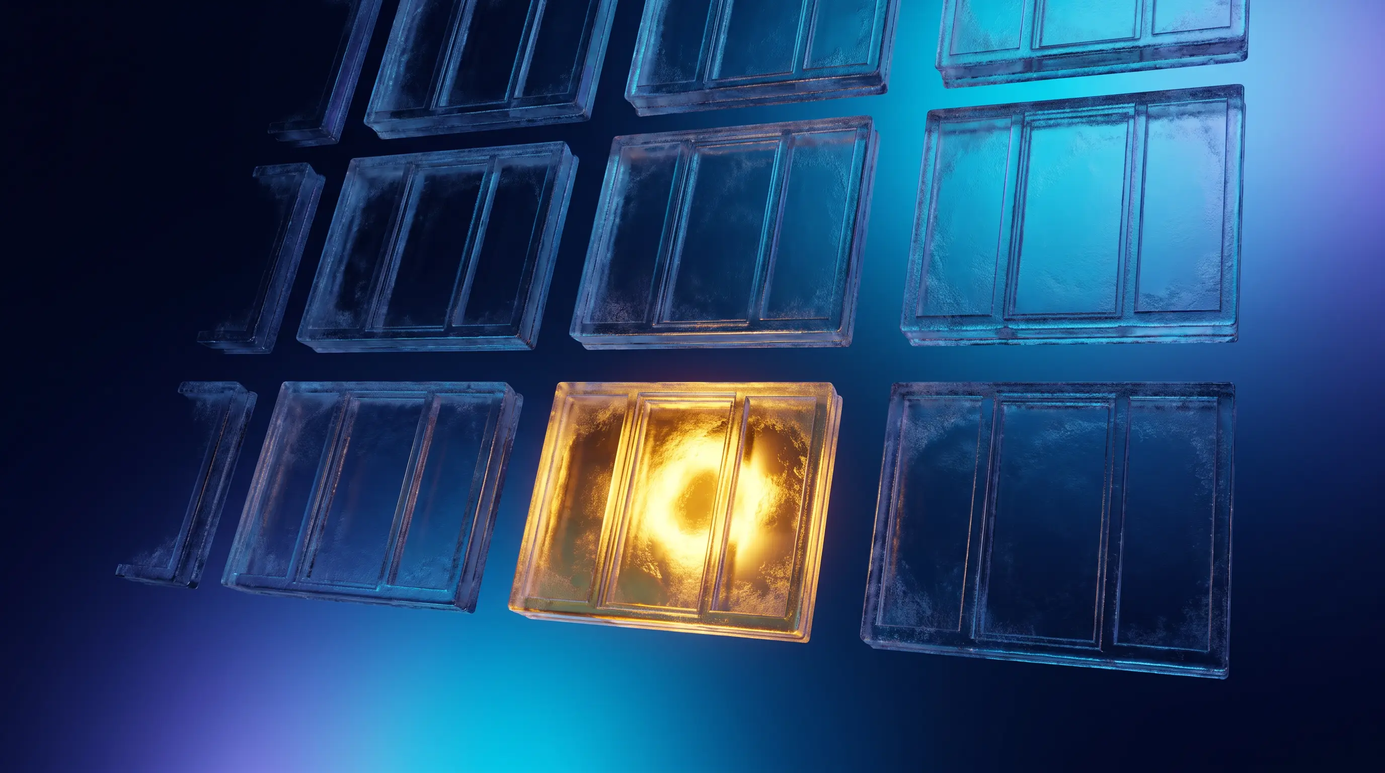 Glass calendar with a single glowing golden window of dates amid dark frozen panes — Nevada open enrollment dates