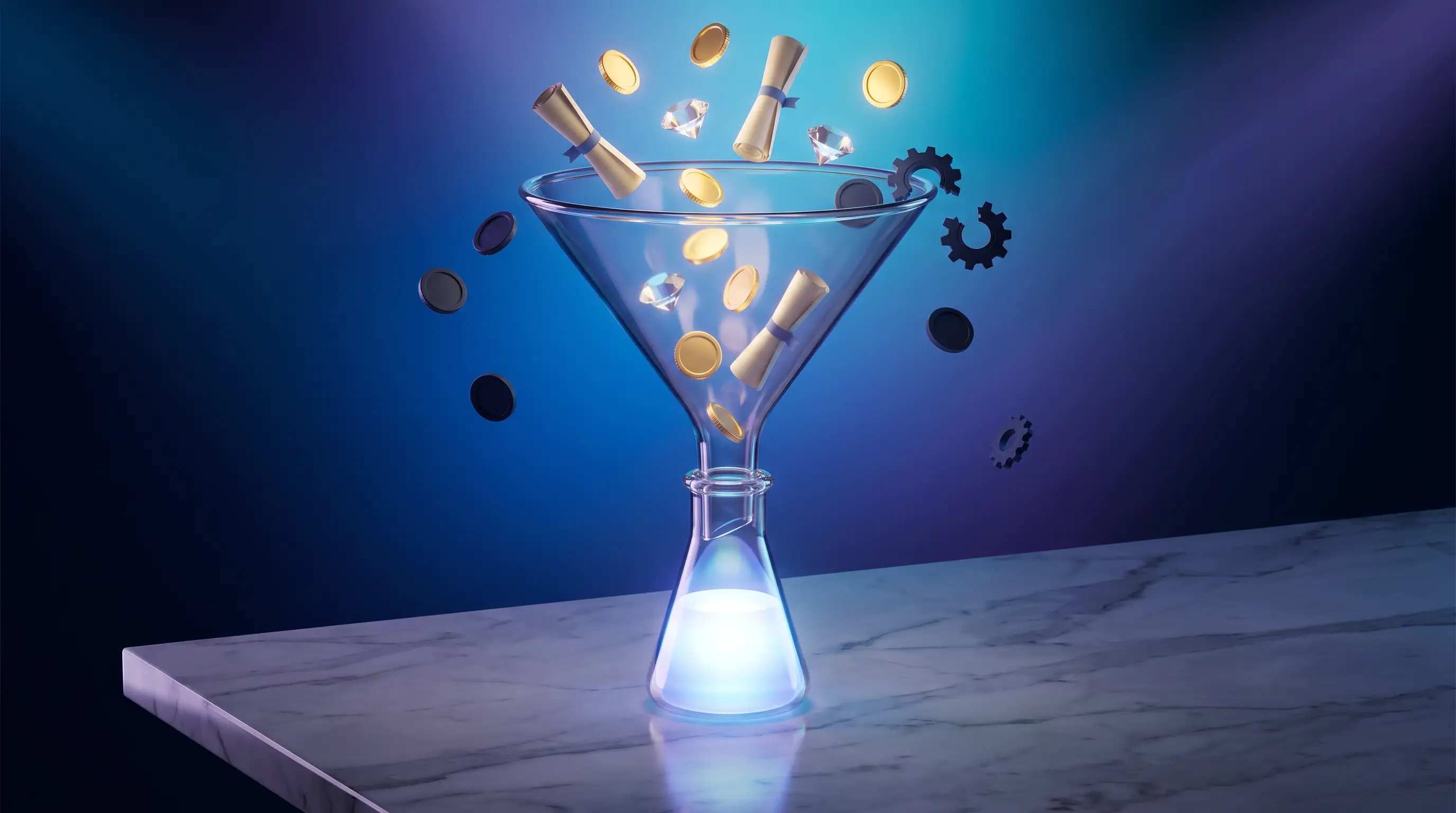 Glass funnel sorting glowing income streams into one measured beaker while excluded tokens deflect away — what income counts toward MAGI for ACA subsidies