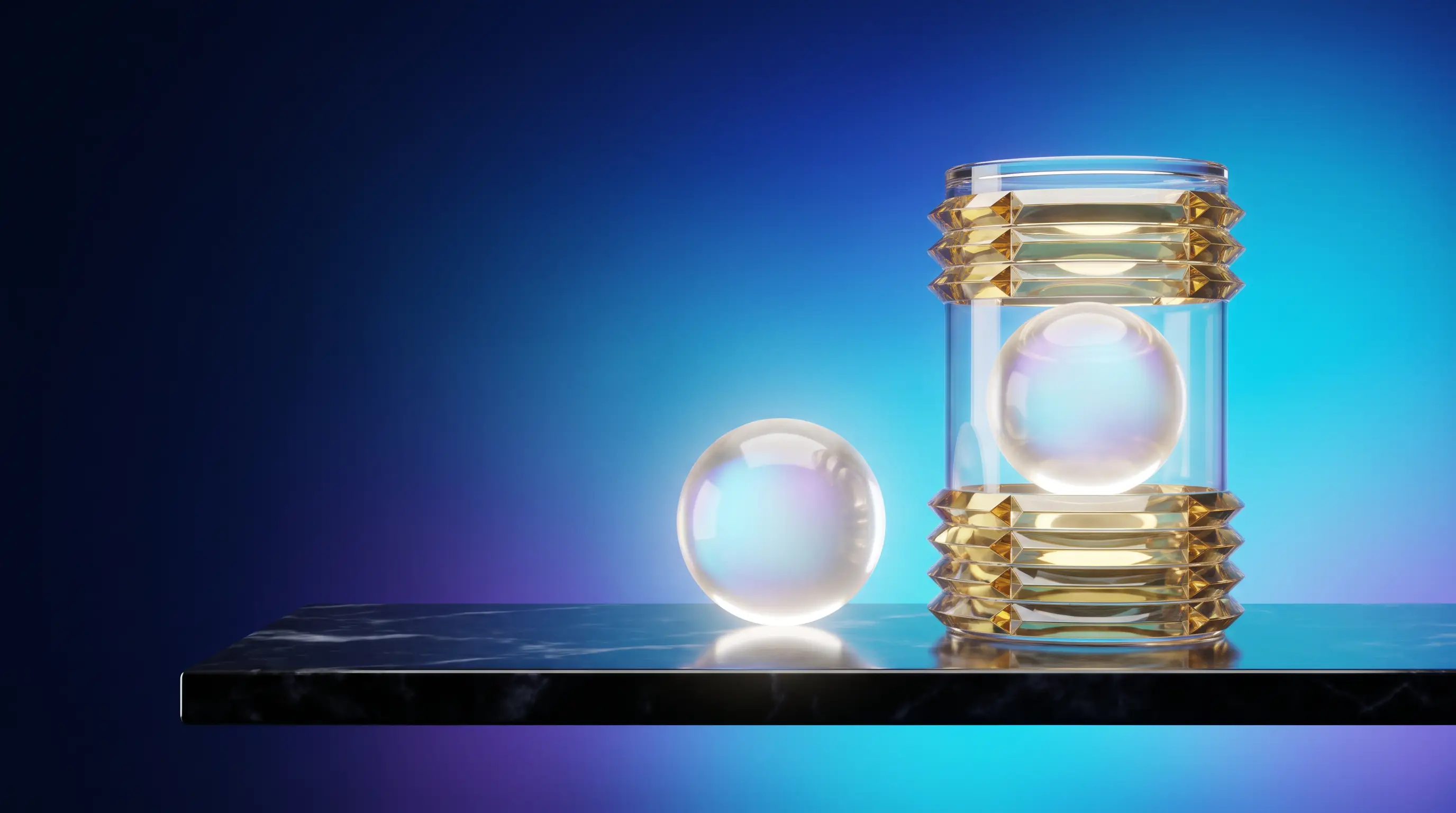 One free-floating crystal orb beside a twin orb enclosed in a tiered golden glass meter — which parts of Medicare are free at 65