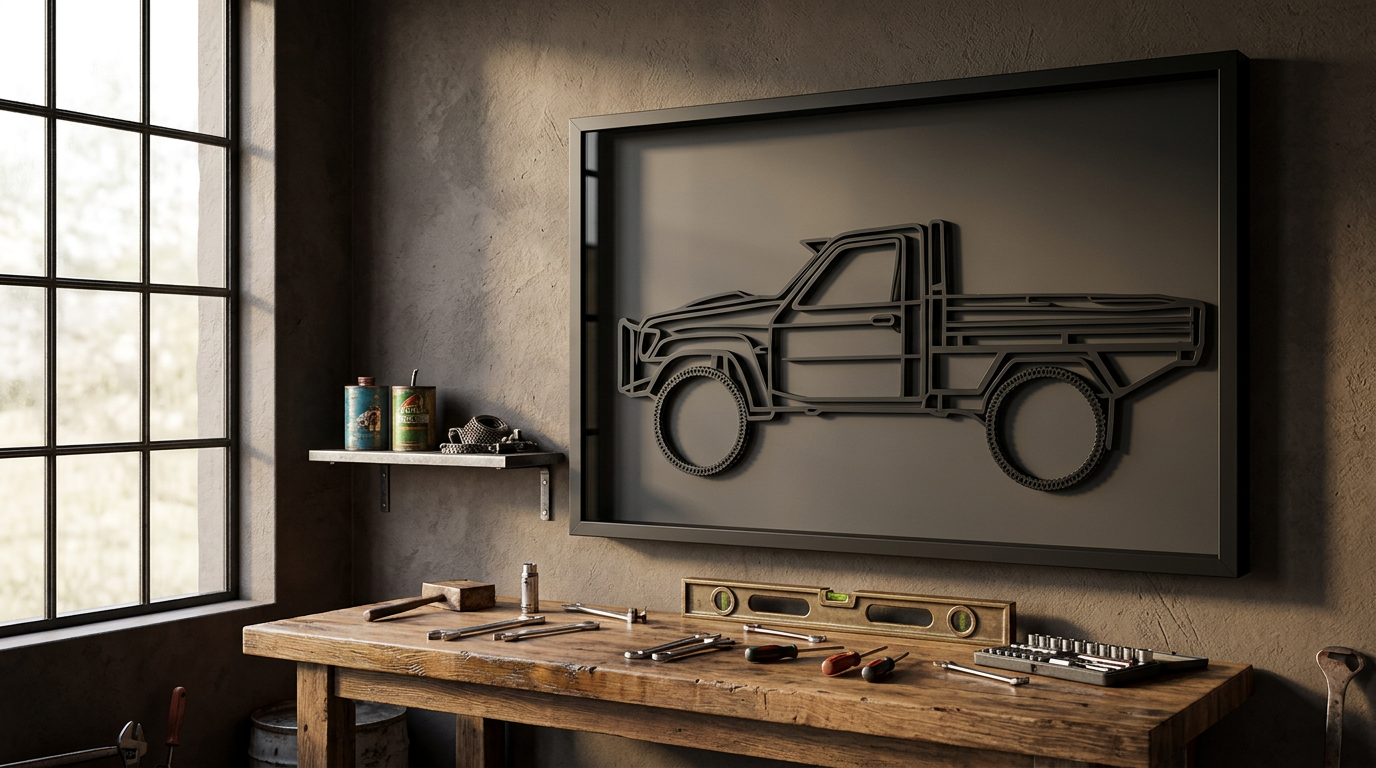 Wall art — laser-cut vehicle line art