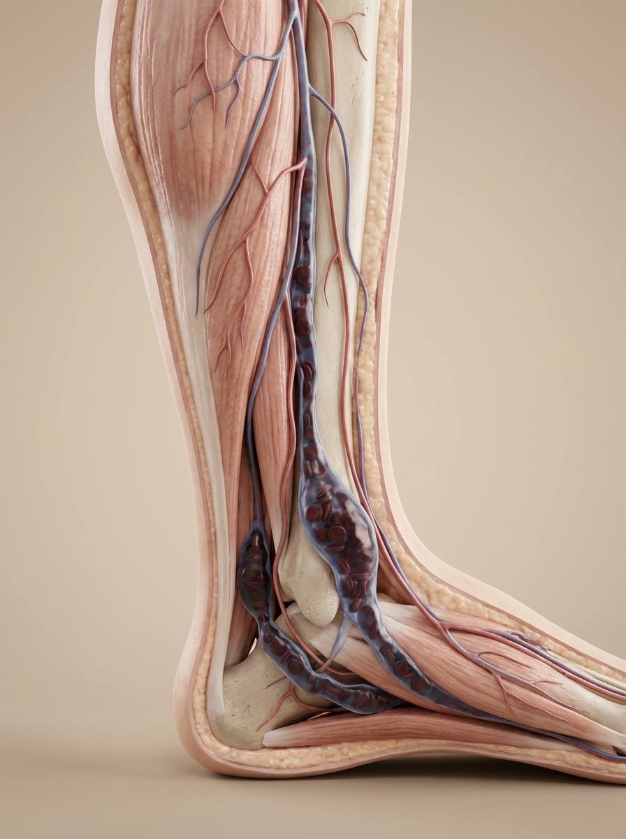 Accumulation de sang dans les veines des jambes