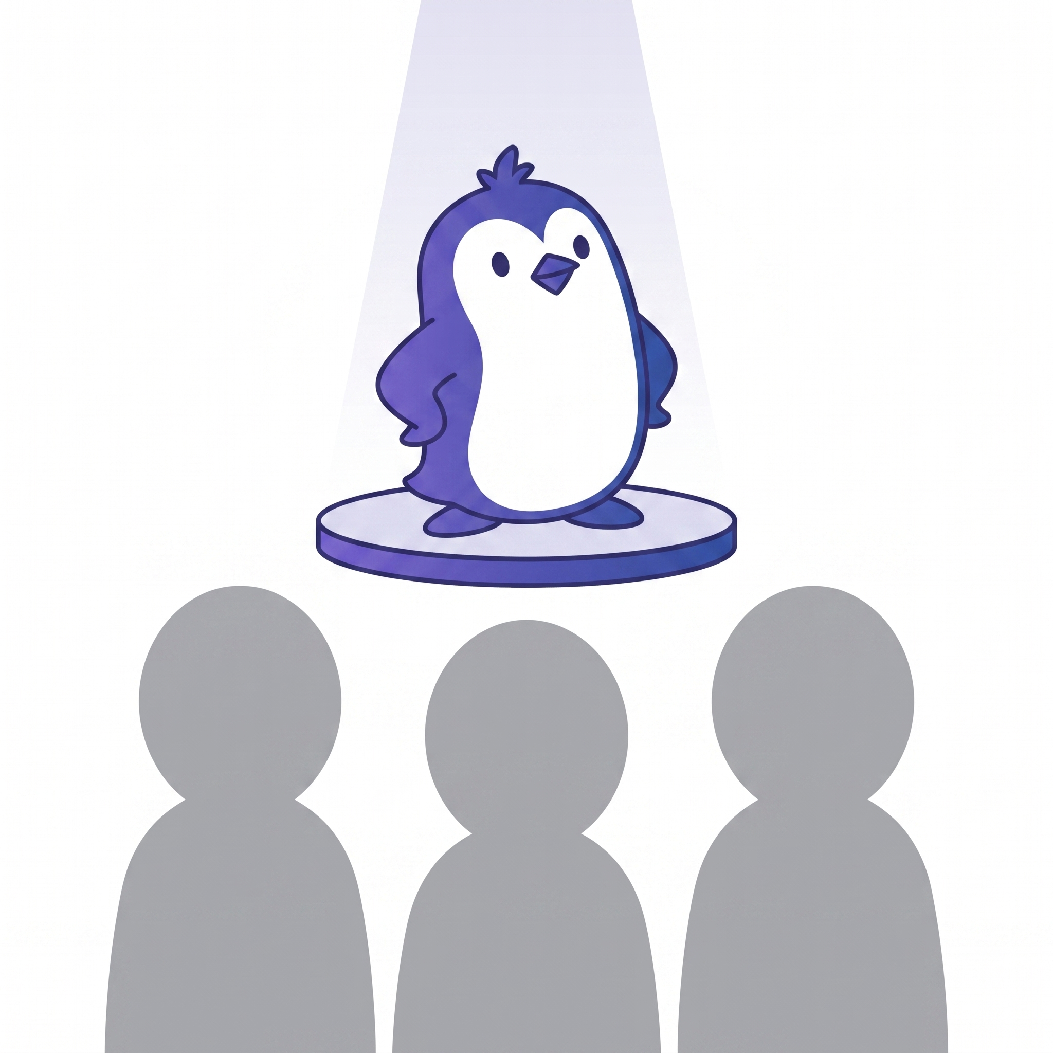 Poppy Penguin standing out from generic gray competitors