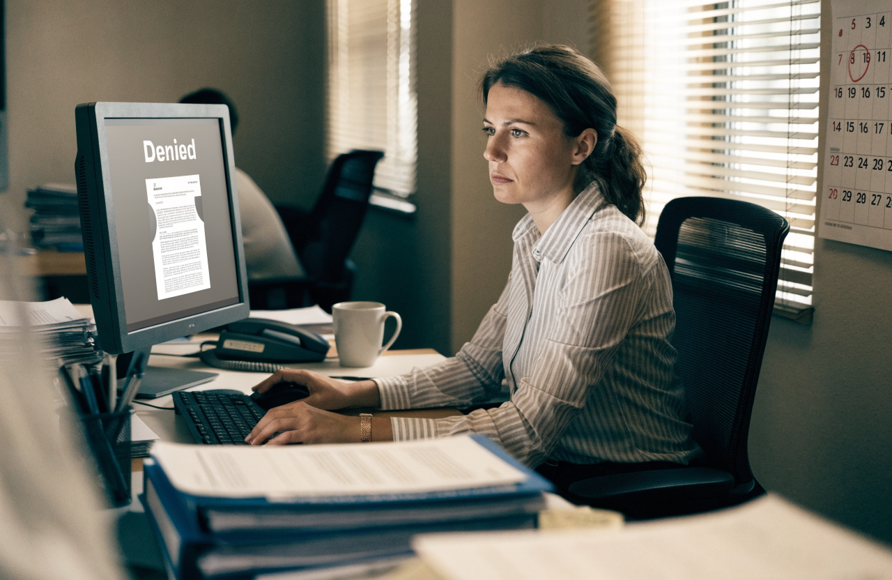 Practice administrator tracking a stalled credentialing application and a denied claim