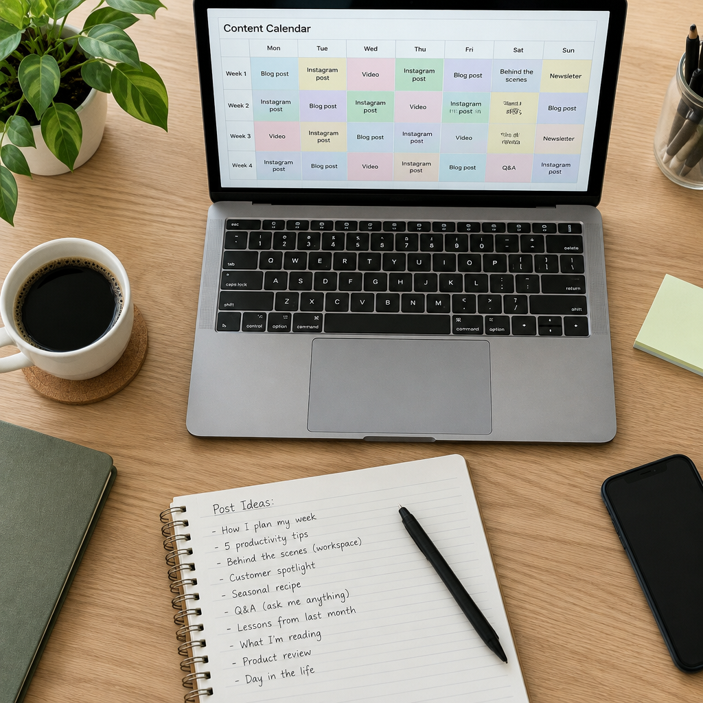Planning a content calendar for scheduled and real-time posts