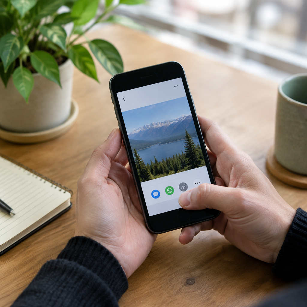 An employee sharing a company update from their own phone