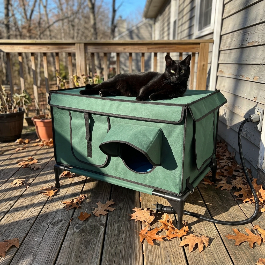 Black cat lounging on the roof