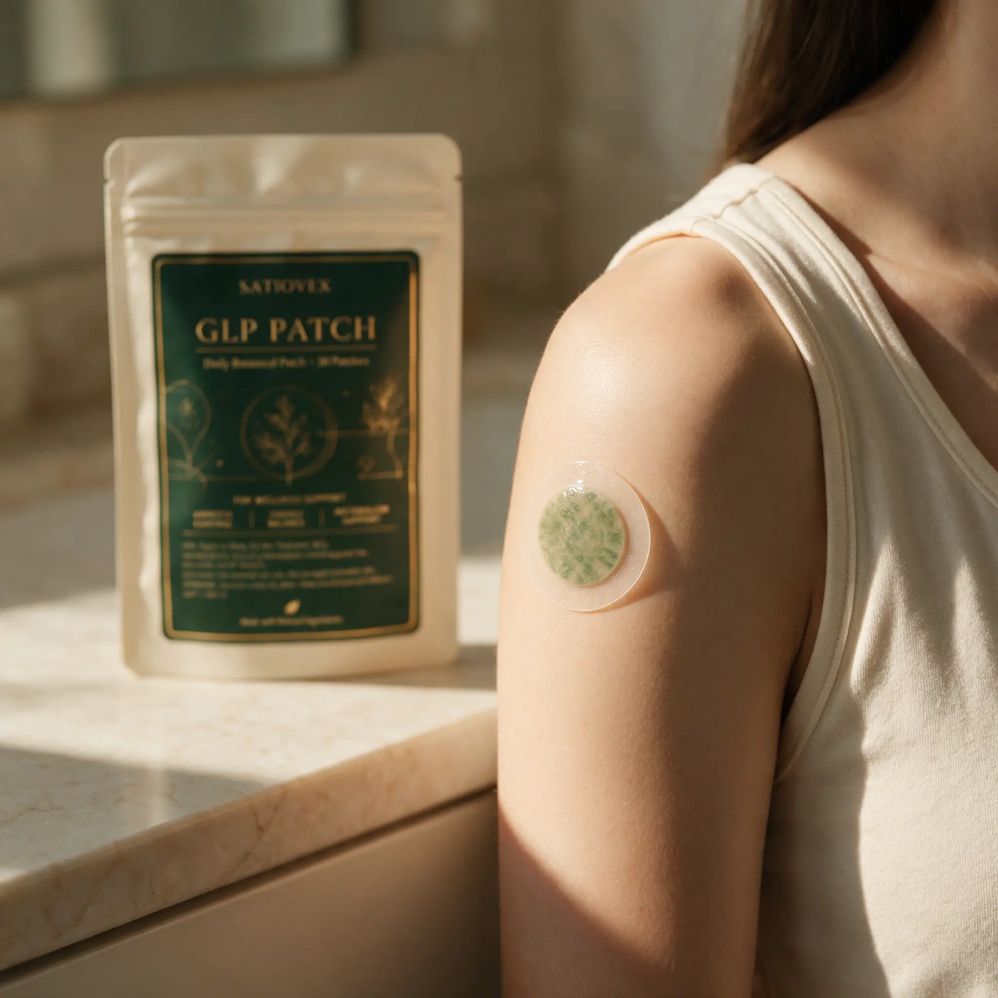 Satiovex patch worn on arm