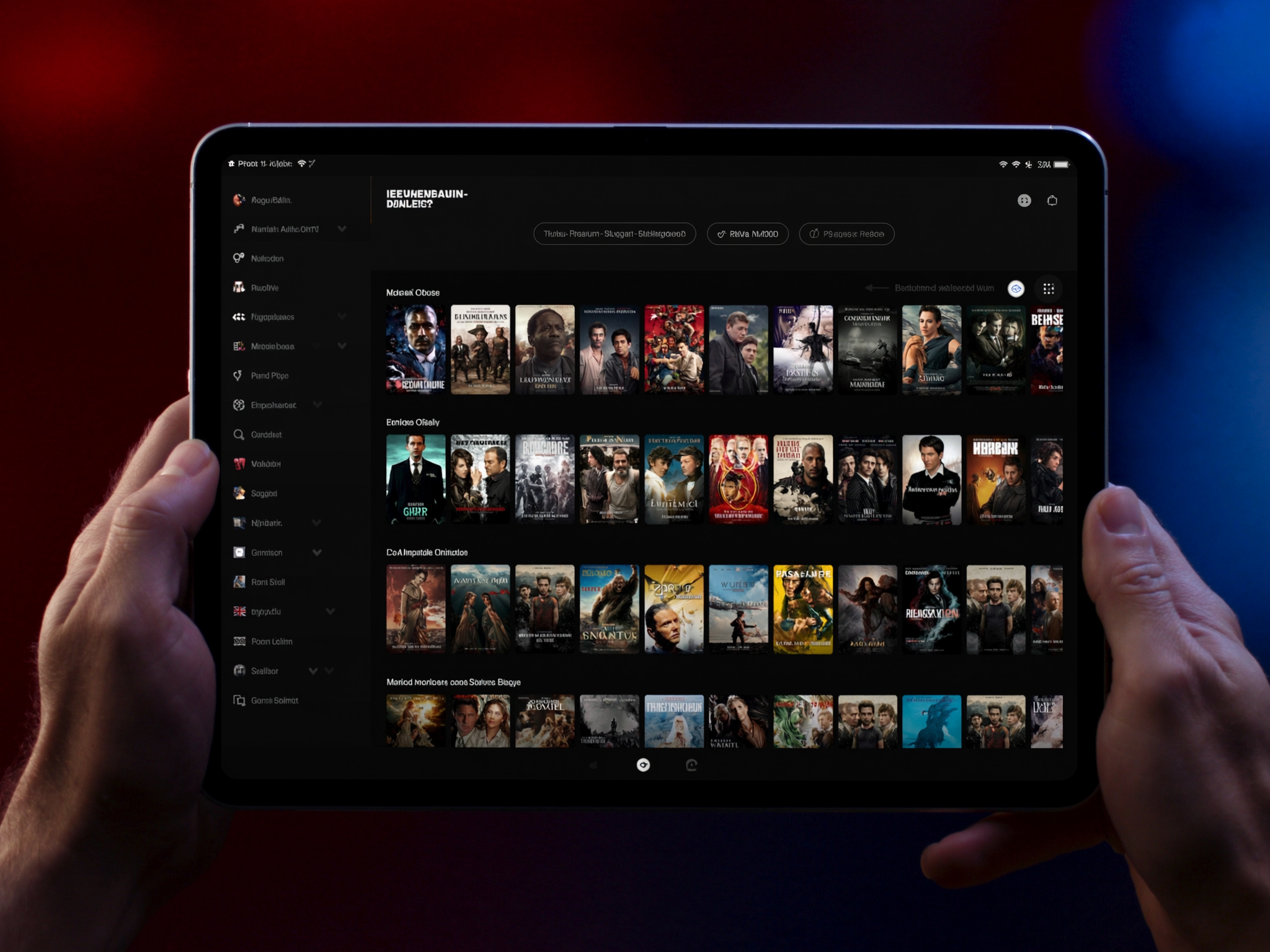 TrustView TV — iPad tablet with IPTV VOD movie library