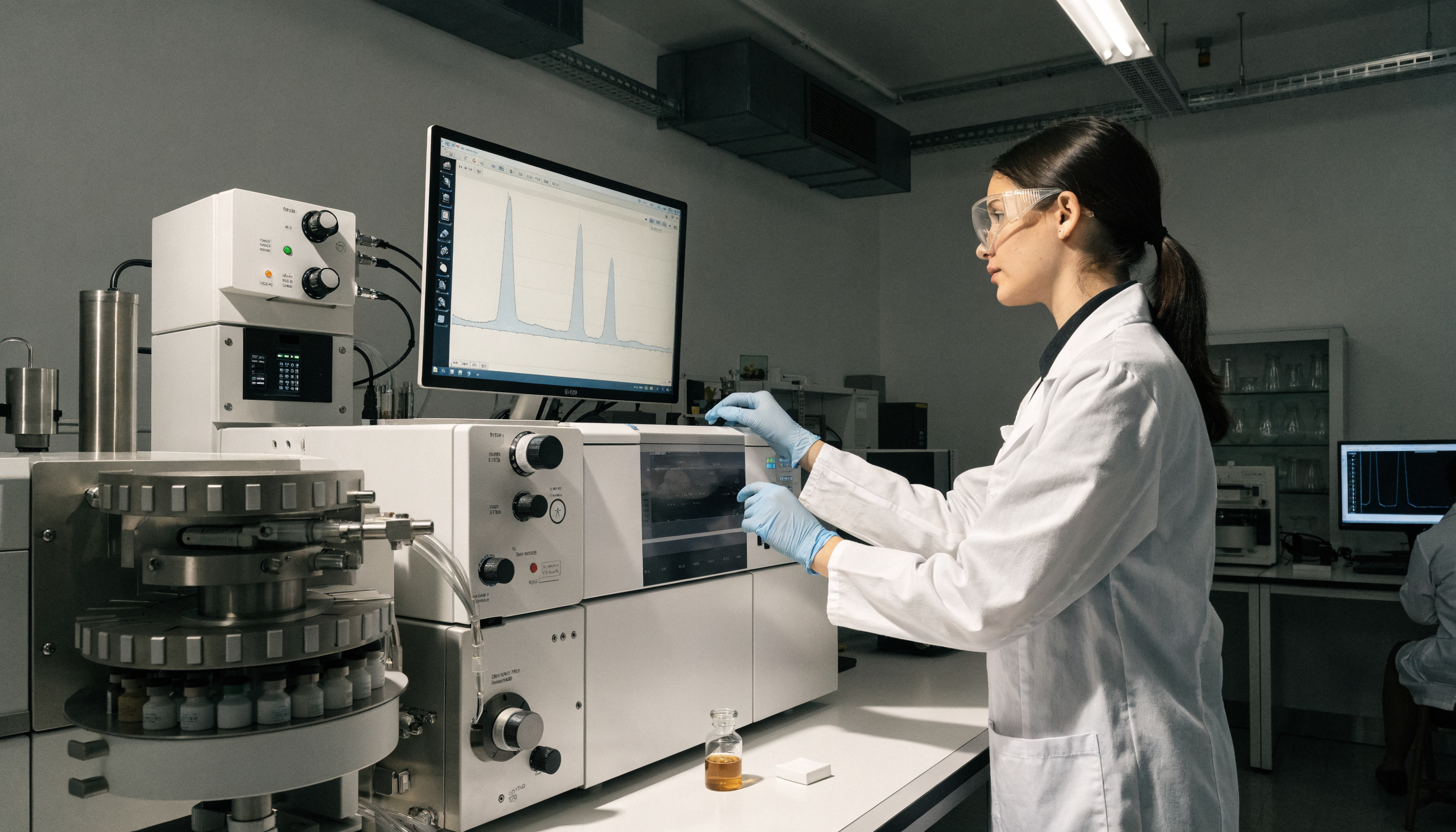 Canadian pharmaceutical lab scientist HPLC testing retatrutide