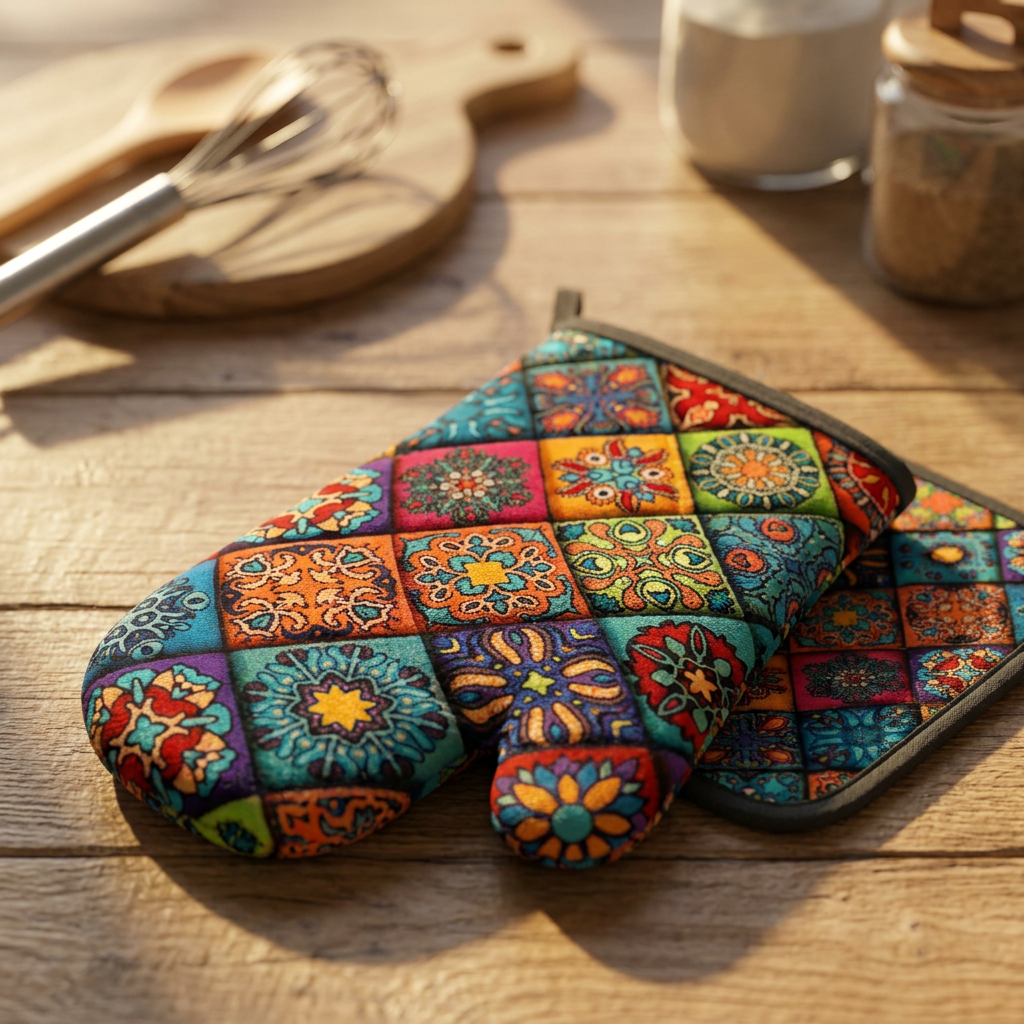 Talavera Tile oven mitt and potholder set