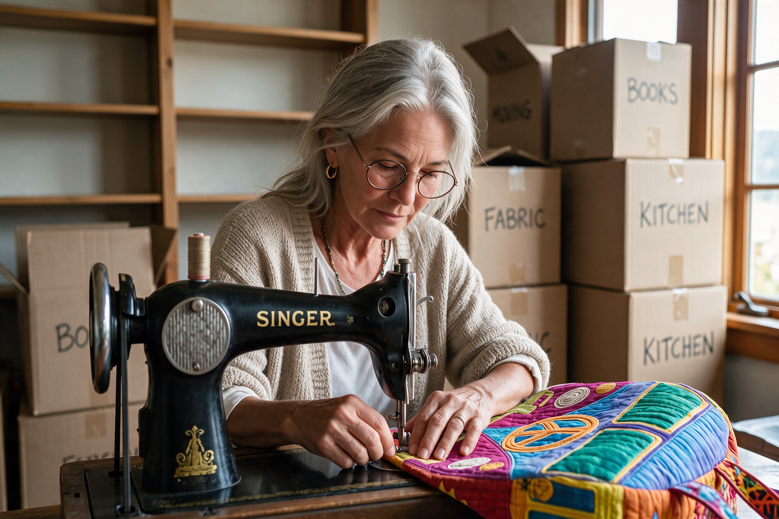 Marit vid symaskinen