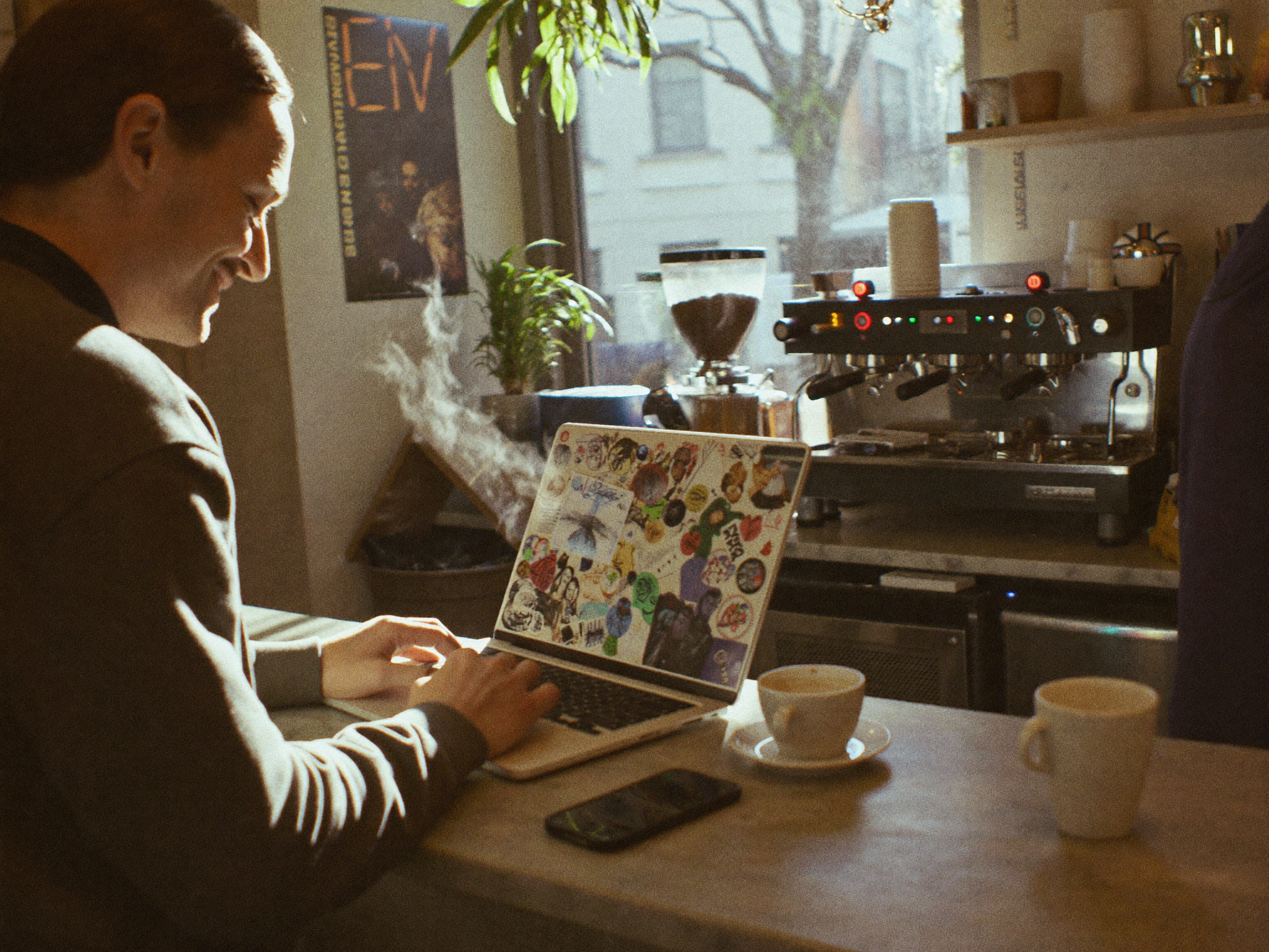 Kaleb building at his desk