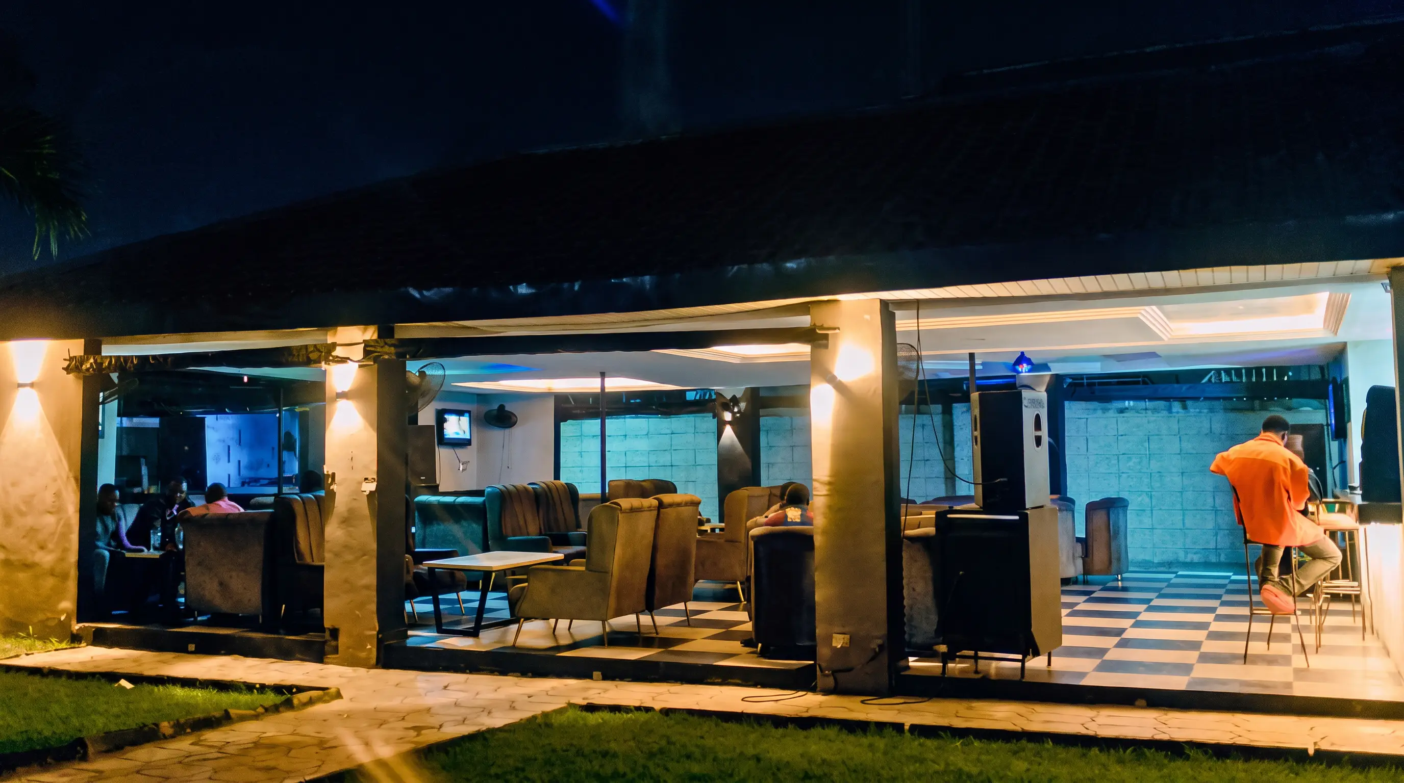 The terrace at OVIC Hotel, set up for an evening event