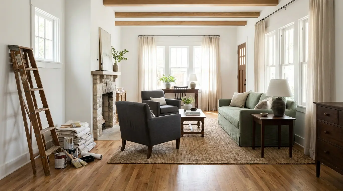 Renovated open-concept interior of a completed project