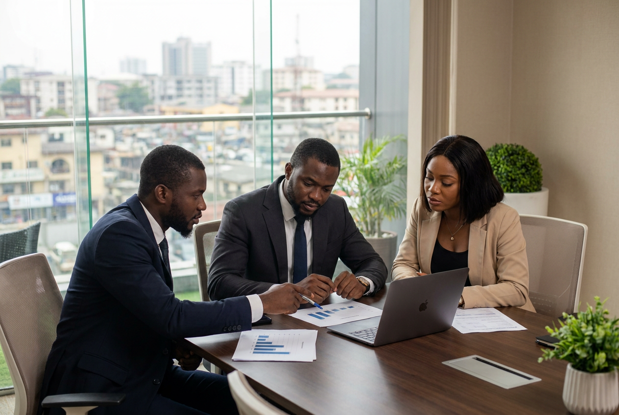 BTS consultants working through figures with a client manager