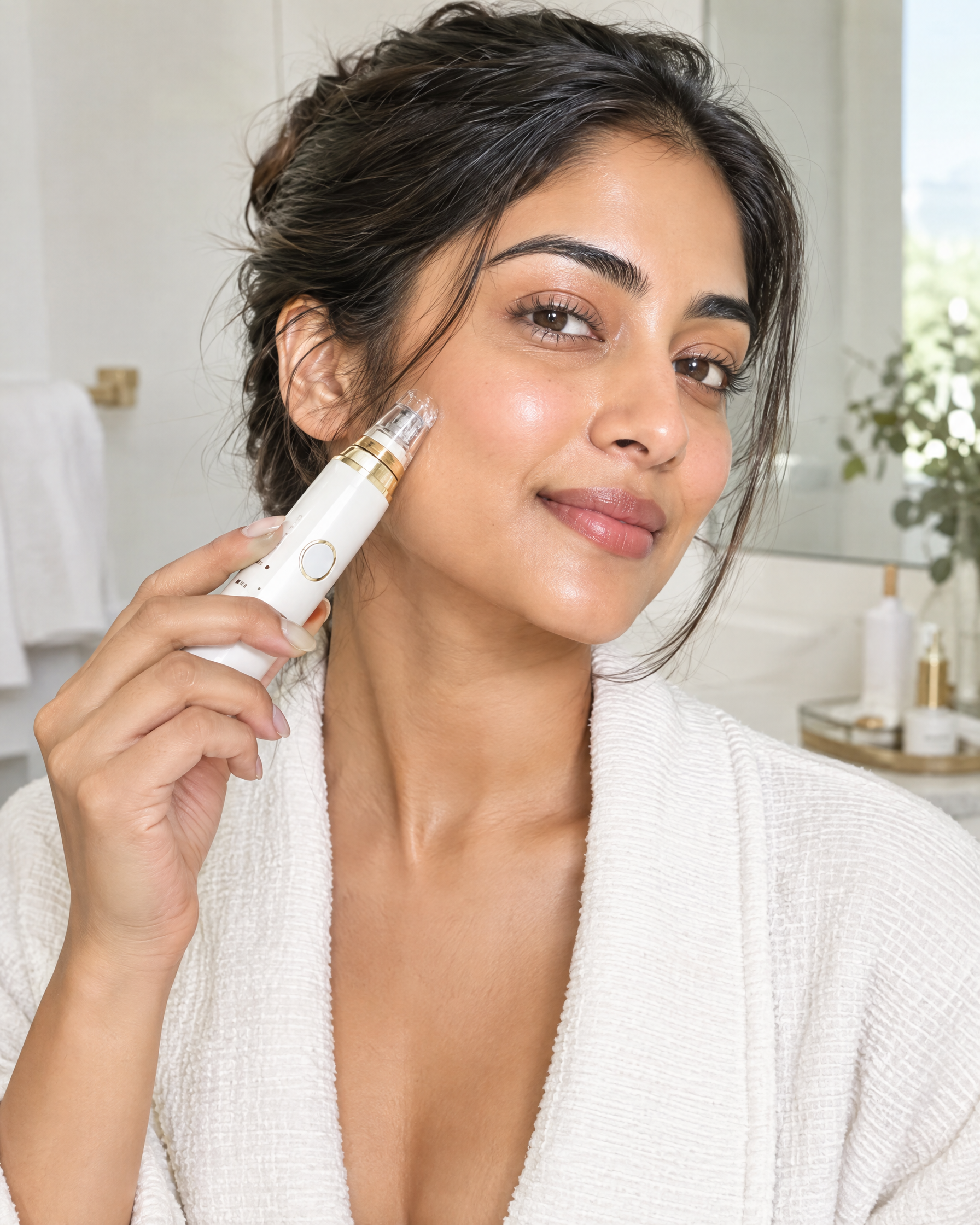 Woman using Oorvia Microinfusion System