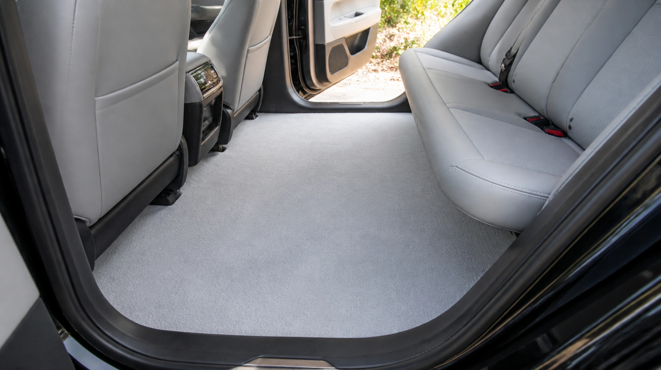 Plancher arrière totalement plat d'une voiture électrique, sans tunnel de transmission