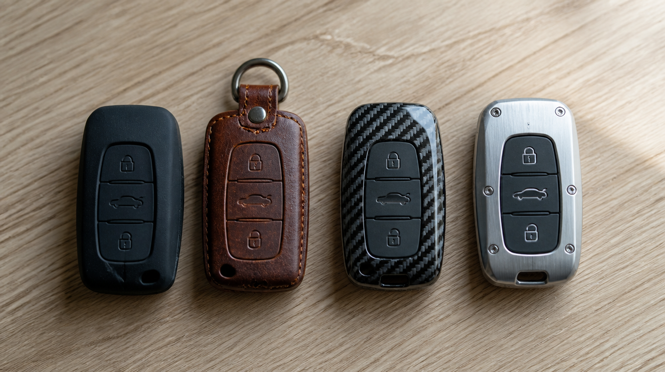 Étuis de protection pour coque de clé voiture en silicone, cuir, carbone et aluminium