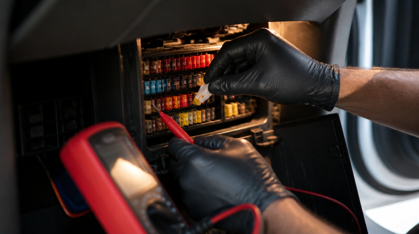 Contrôle du fusible des feux de recul dans la boîte à fusibles lors du diagnostic d'une caméra de recul en panne