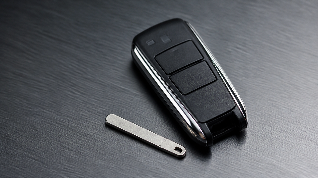 Coque de clé BMW rectangulaire à trois boutons avec sa lame de secours escamotable