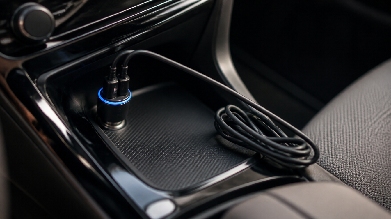 Chargeur 12 V et câble en Y utilisés pour alimenter séparément un boîtier CarPlay sans fil