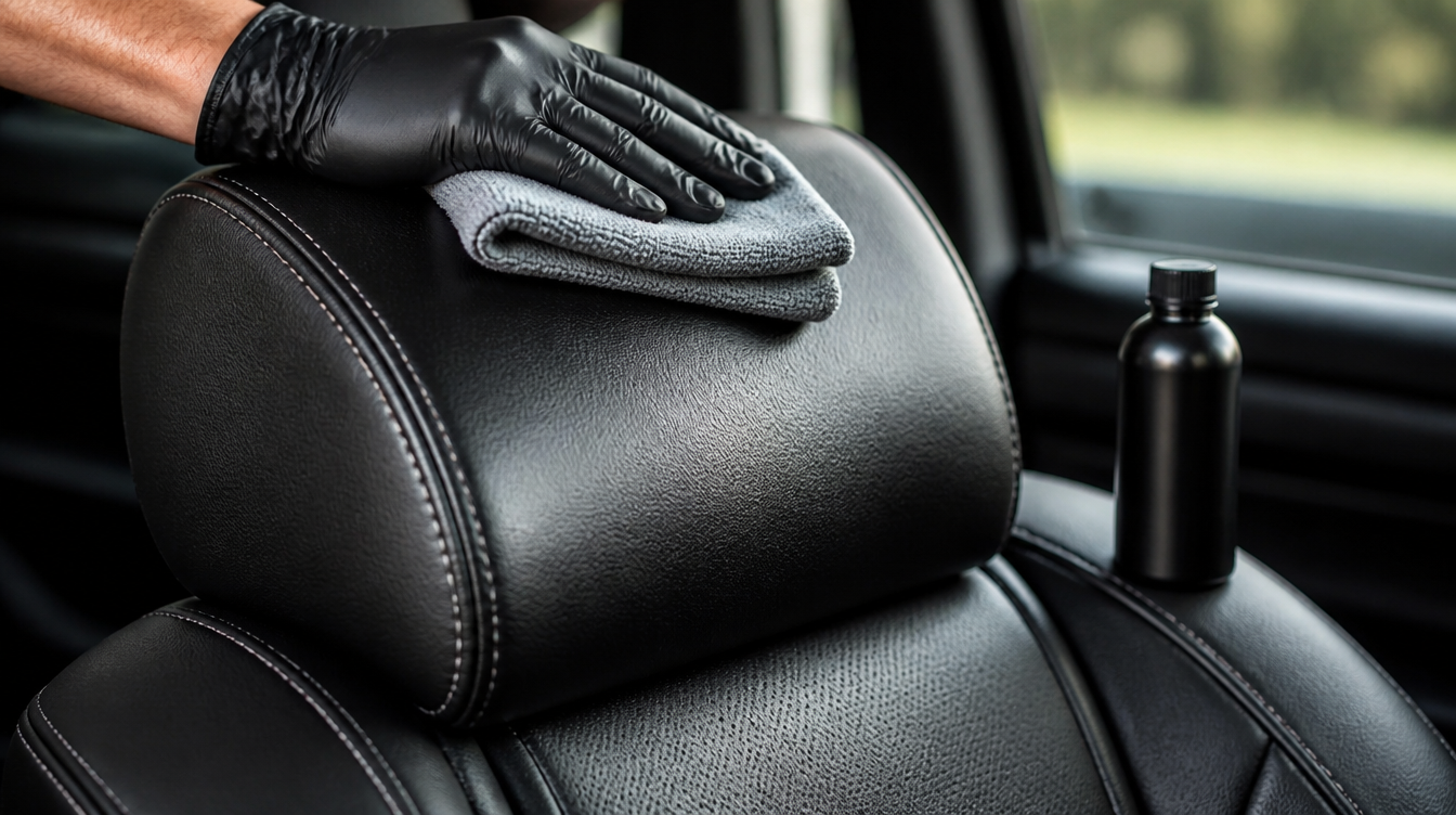 Nettoyage du cuir d'un appuie-tête voiture à la microfibre