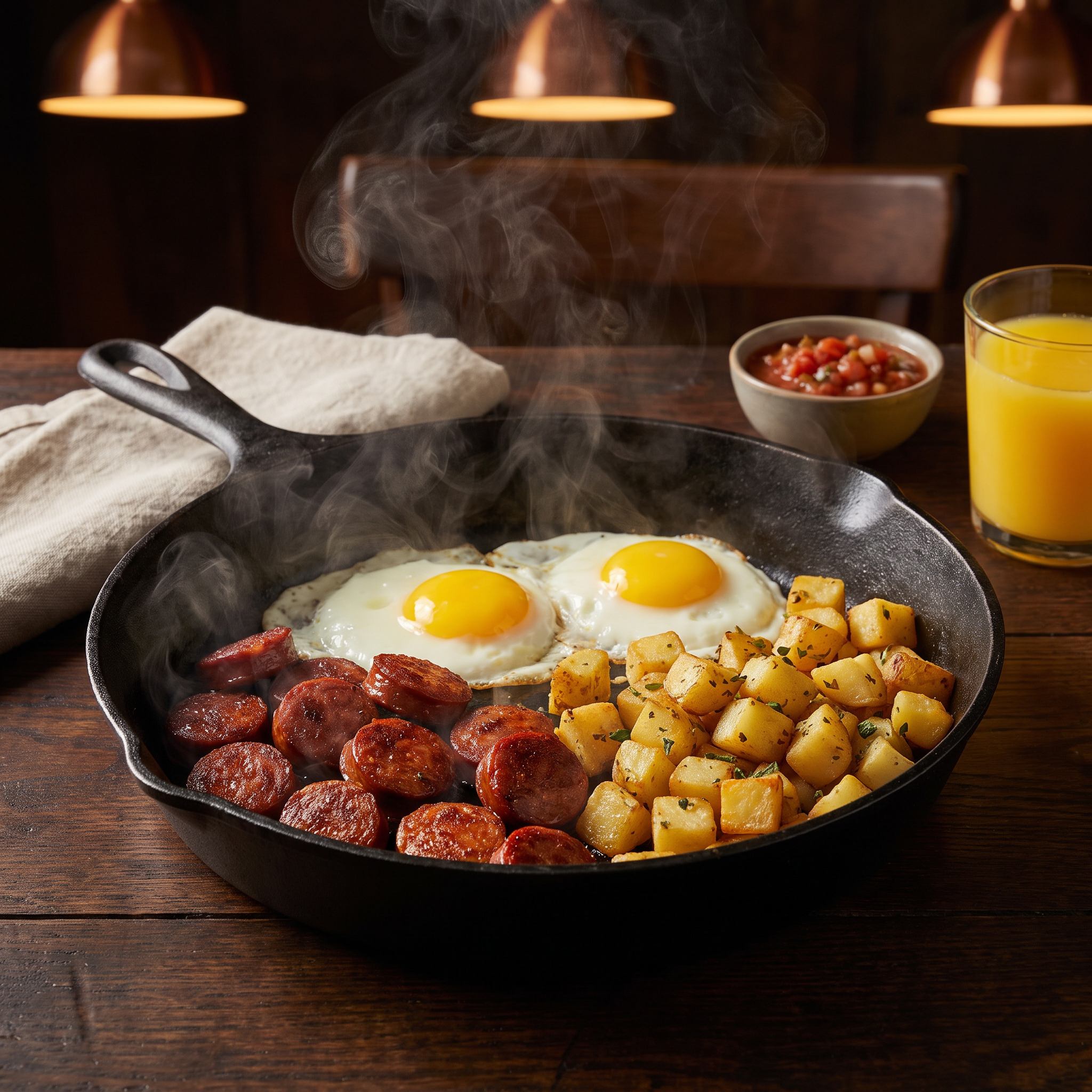 Sartén de Choricitos con Patatas y Huevos