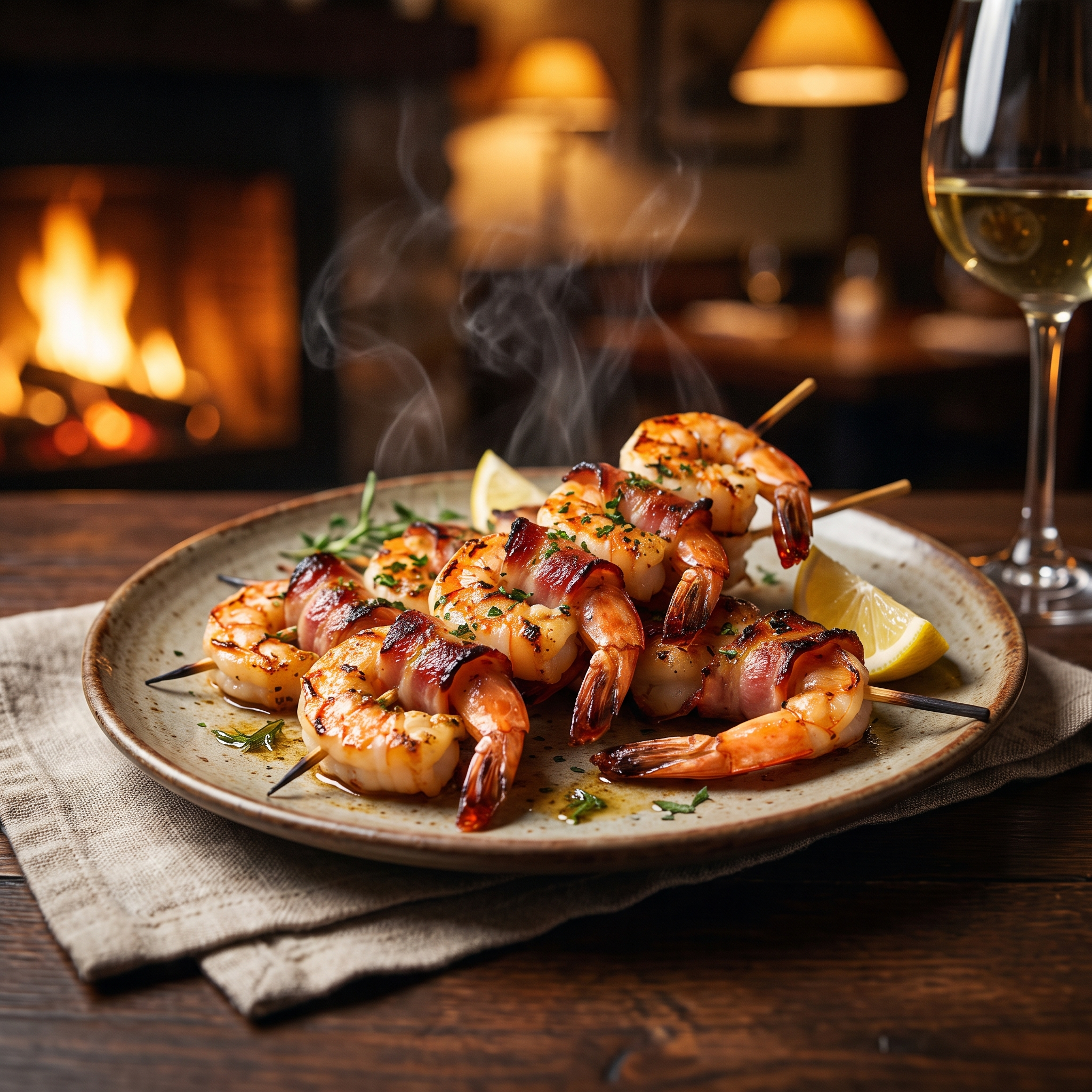 Brochetas de Gambas con Bacon