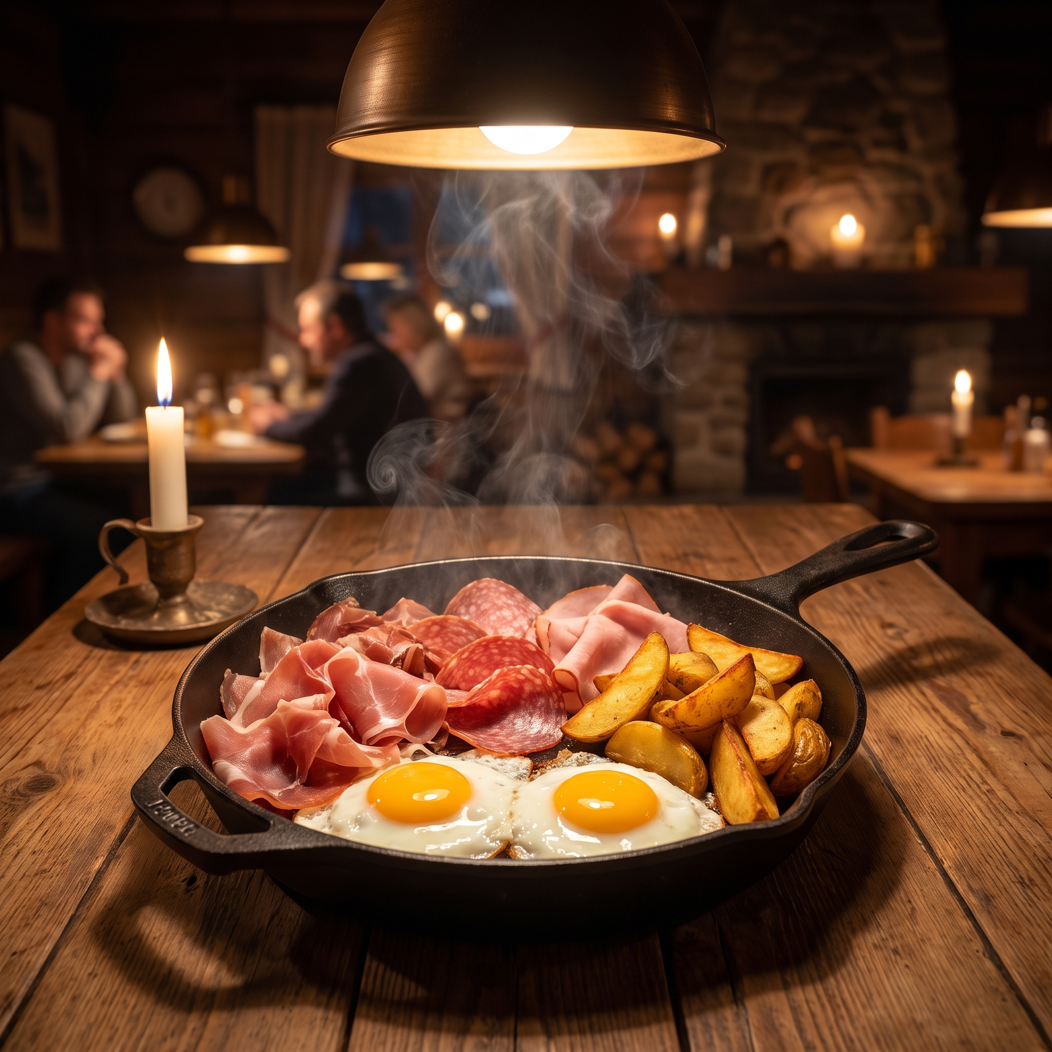 Sartén de Embutido Mixto, Patatas y Huevos