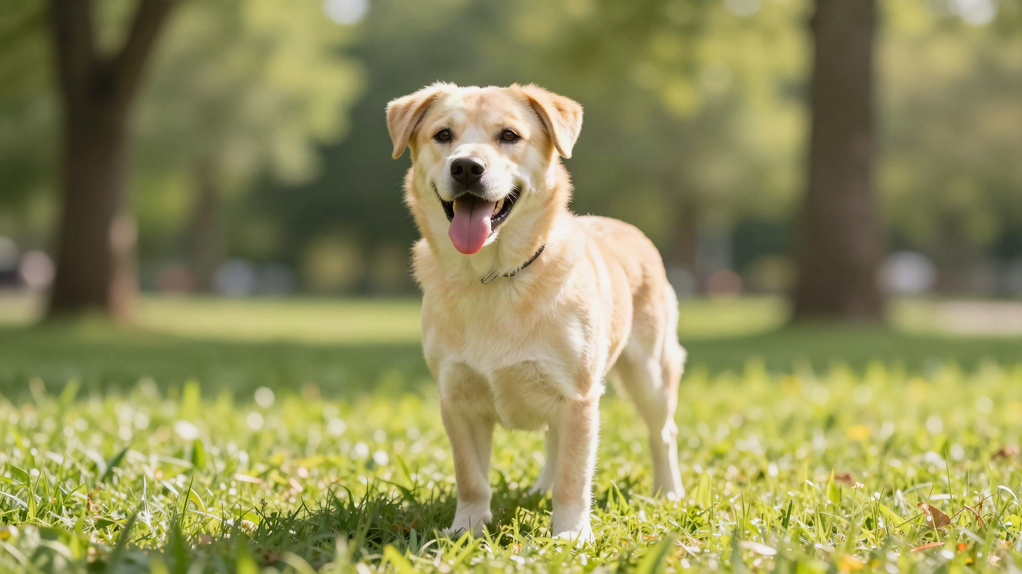 Happy dog enjoying a sunny summer day at the park