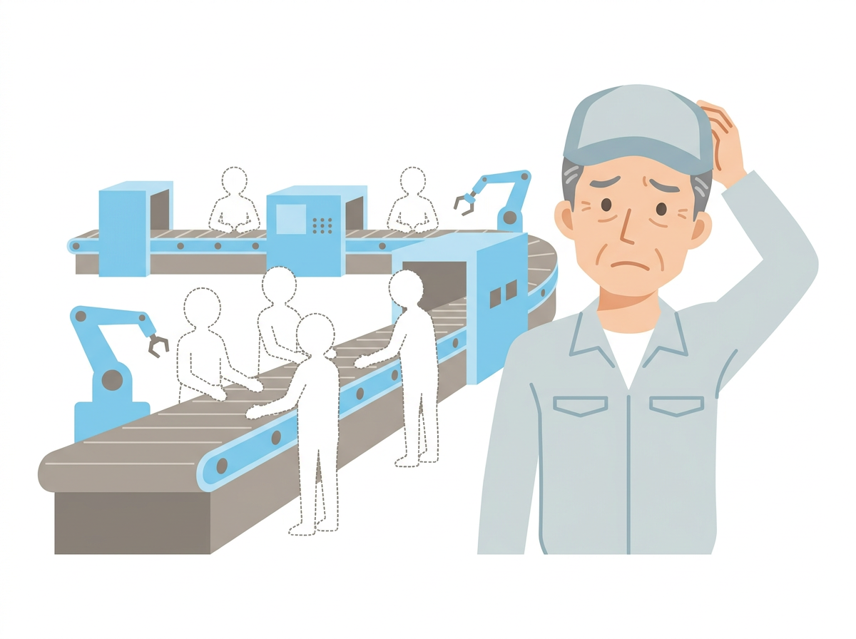 人手不足に悩む現場責任者のイラスト