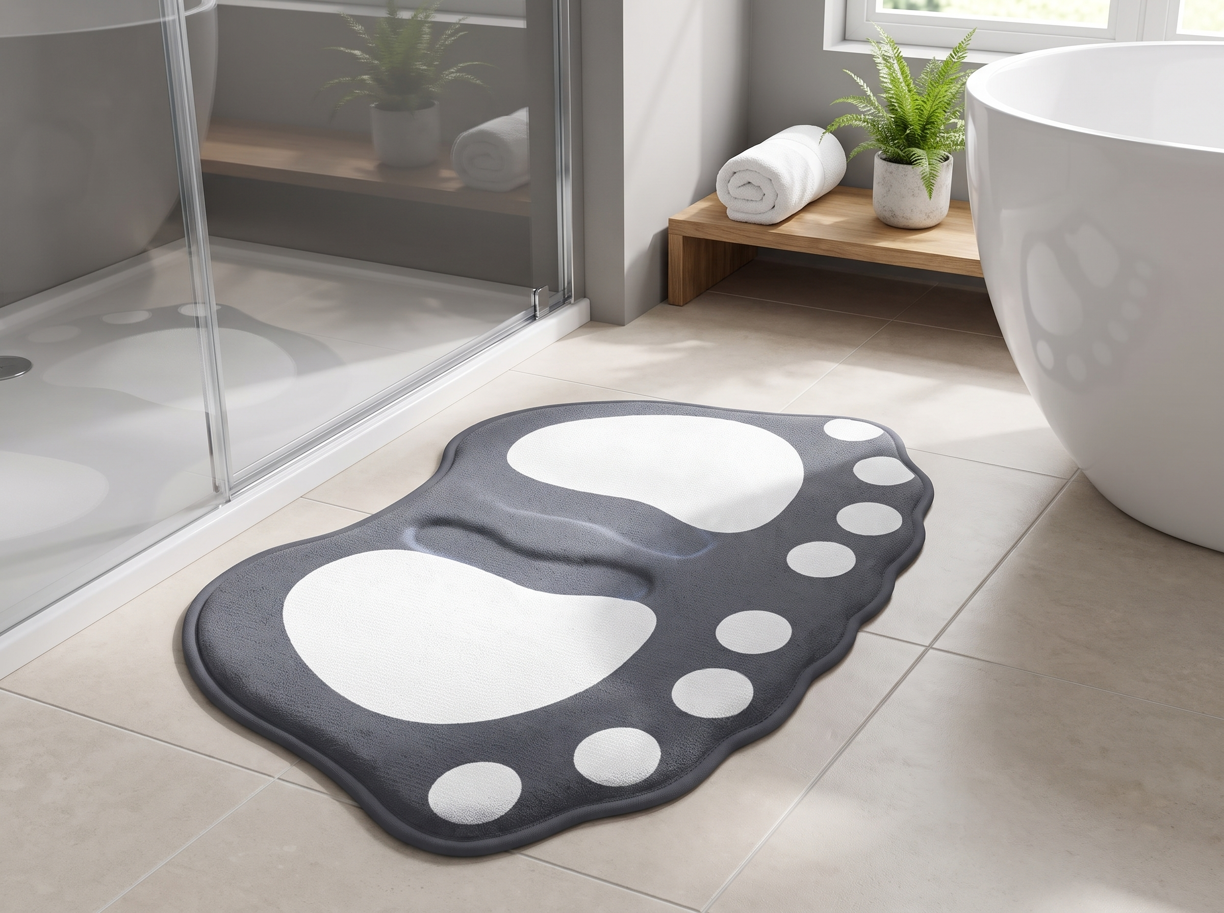 Claw Pattern Anti-Slip Memory Foam Bath Mat in a realistic home setting