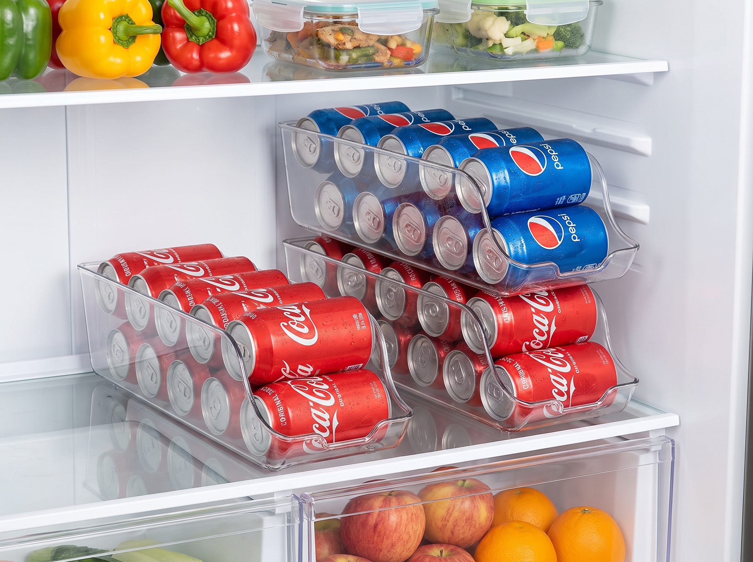 Clear Fridge & Pantry Storage Bins for Cans and Everyday Organization in a realistic home setting