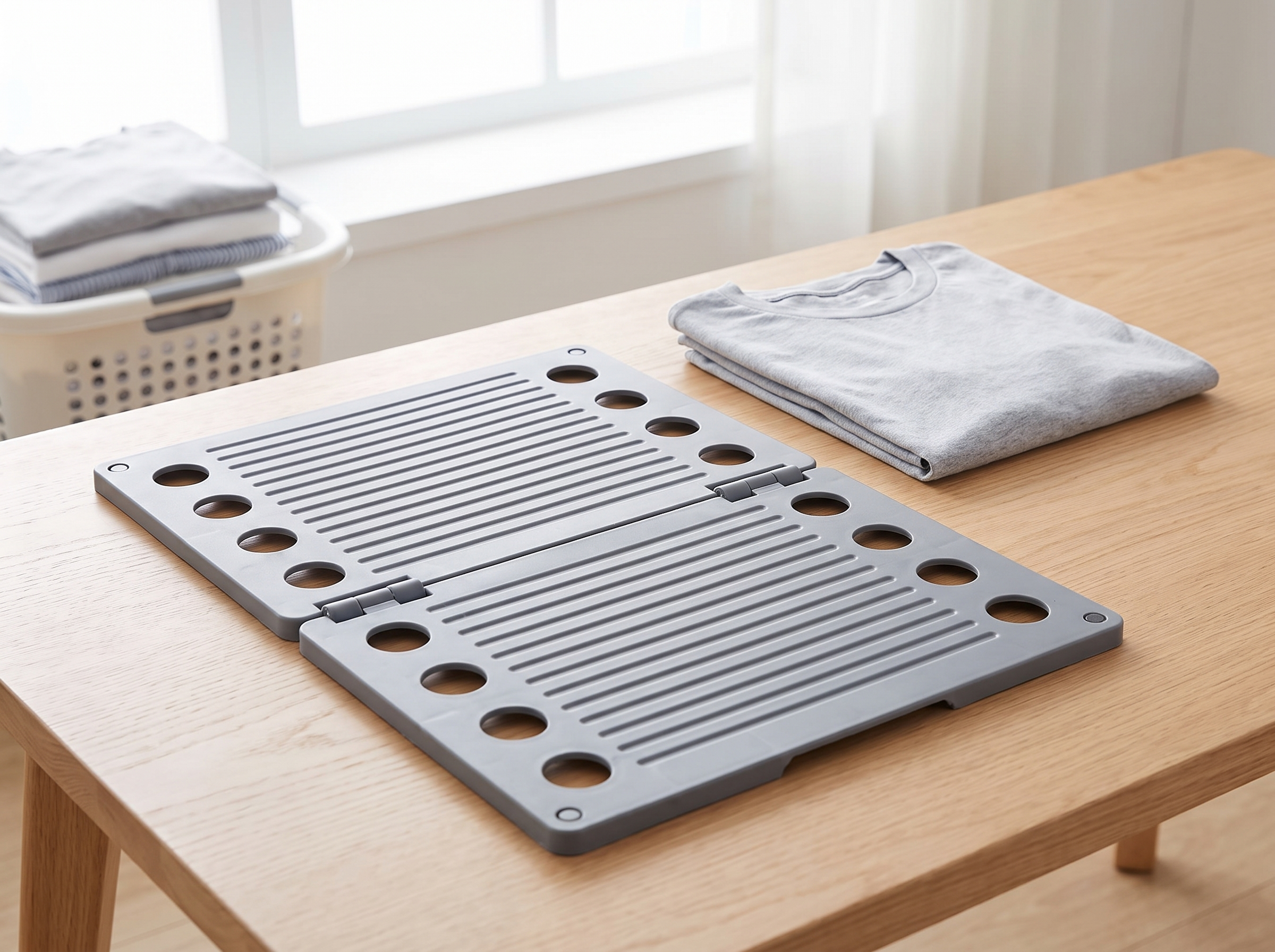 Folding Laundry Board for Neatly Folding Clothes & Saving Space in a realistic home setting