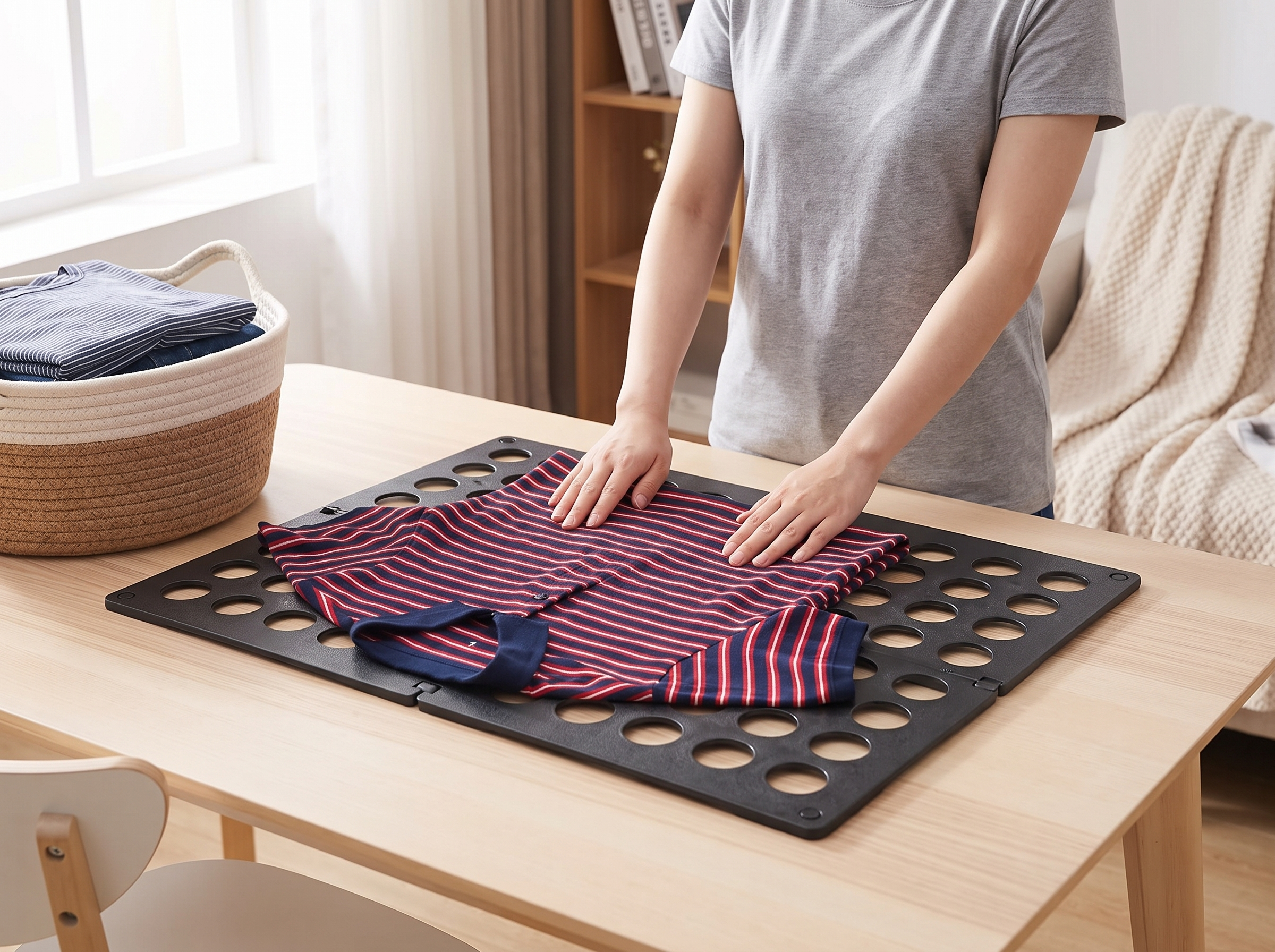 Folding Laundry Board for Neatly Folding Clothes & Saving Space shown in natural everyday use at home
