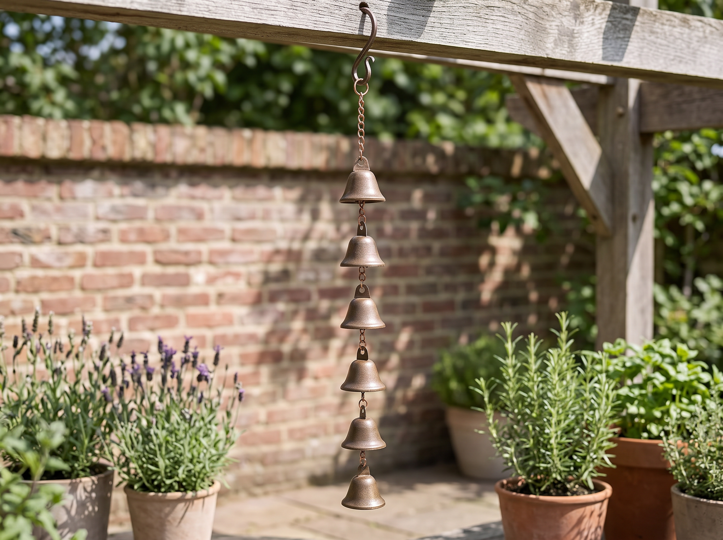 Handmade Iron Wind Chime with Decorative Chain for Home or Garden in a realistic home setting
