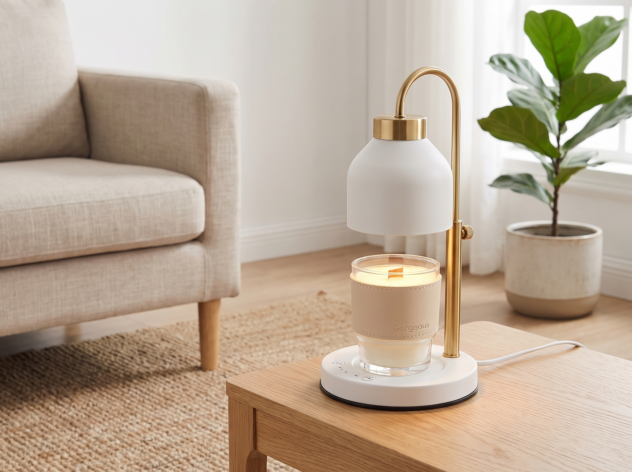 Height Adjustable Candle Warmer Lamp with Timer & Dimmer in a realistic home setting