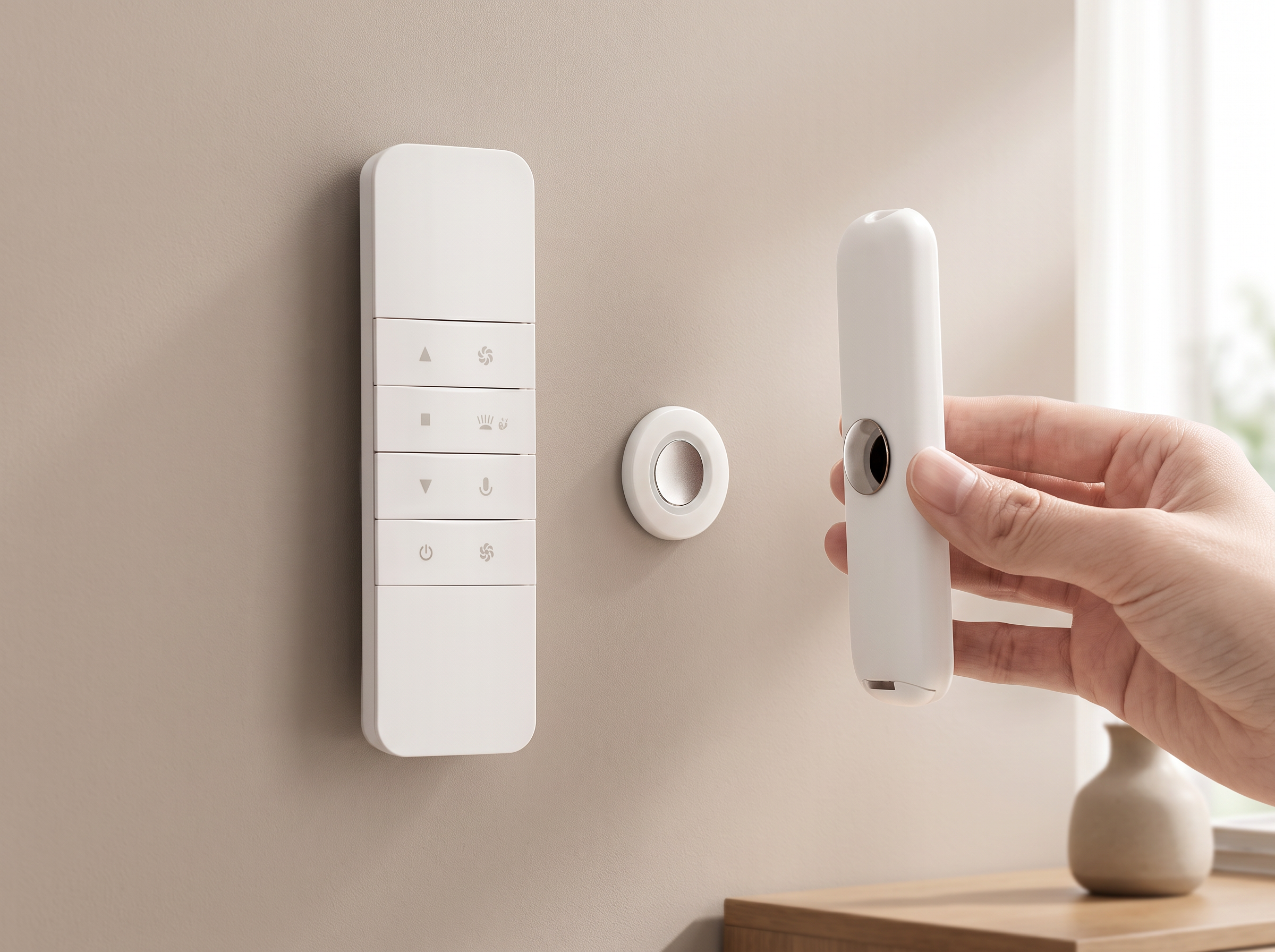 Magnetic Remote Holder Wall Mount – Adhesive Organizer for Living Room or Office in a realistic home setting