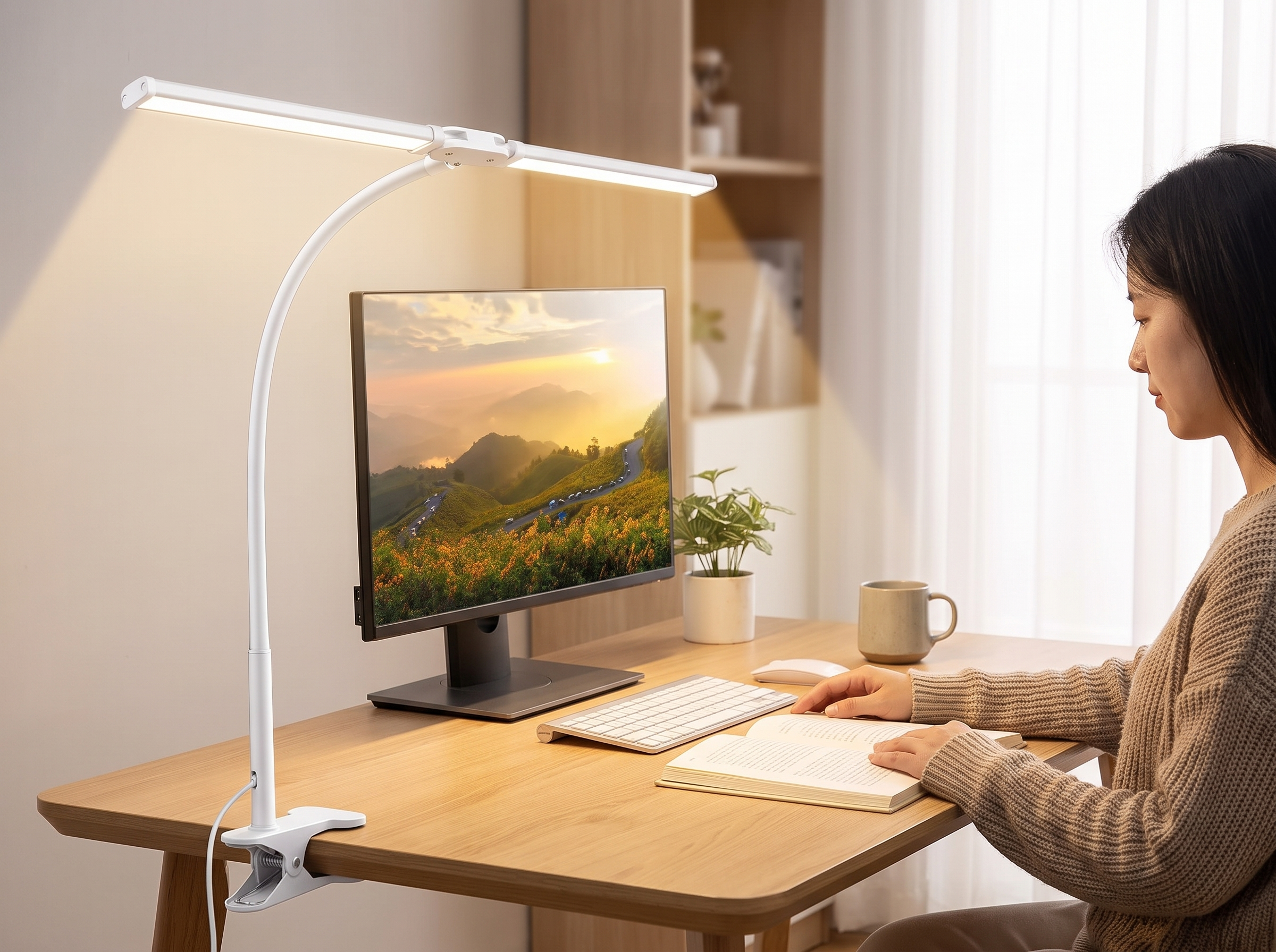 Adjustable LED Desk Lamp with Gooseneck for Home Office or Study shown in natural everyday use at home