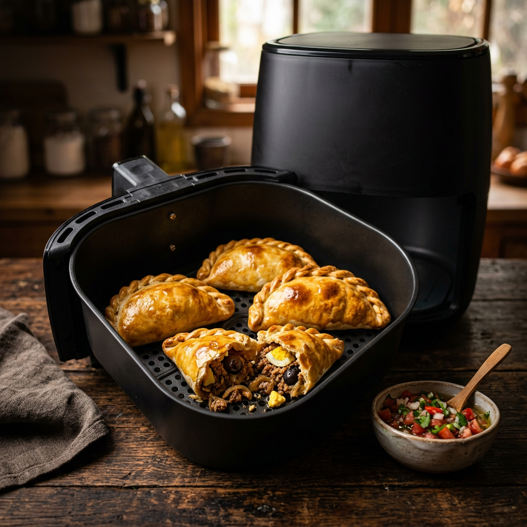 Empanadas de pino doradas en freidora de aire